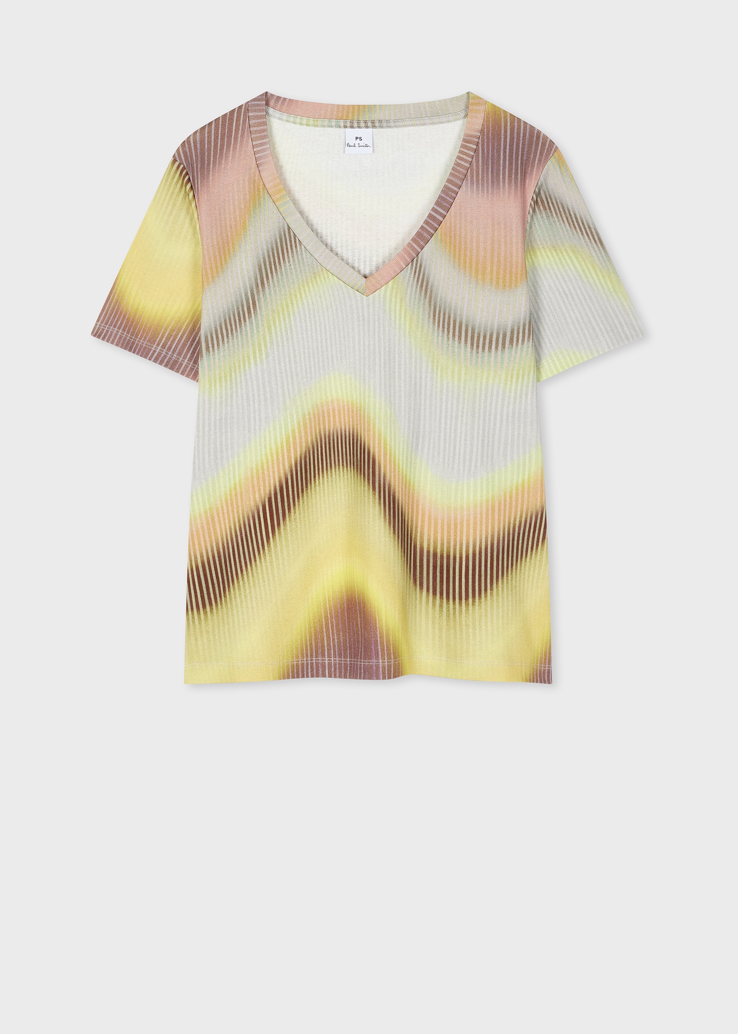 Women's 'Gradient Wave' V-Neck T-Shirt - 1
