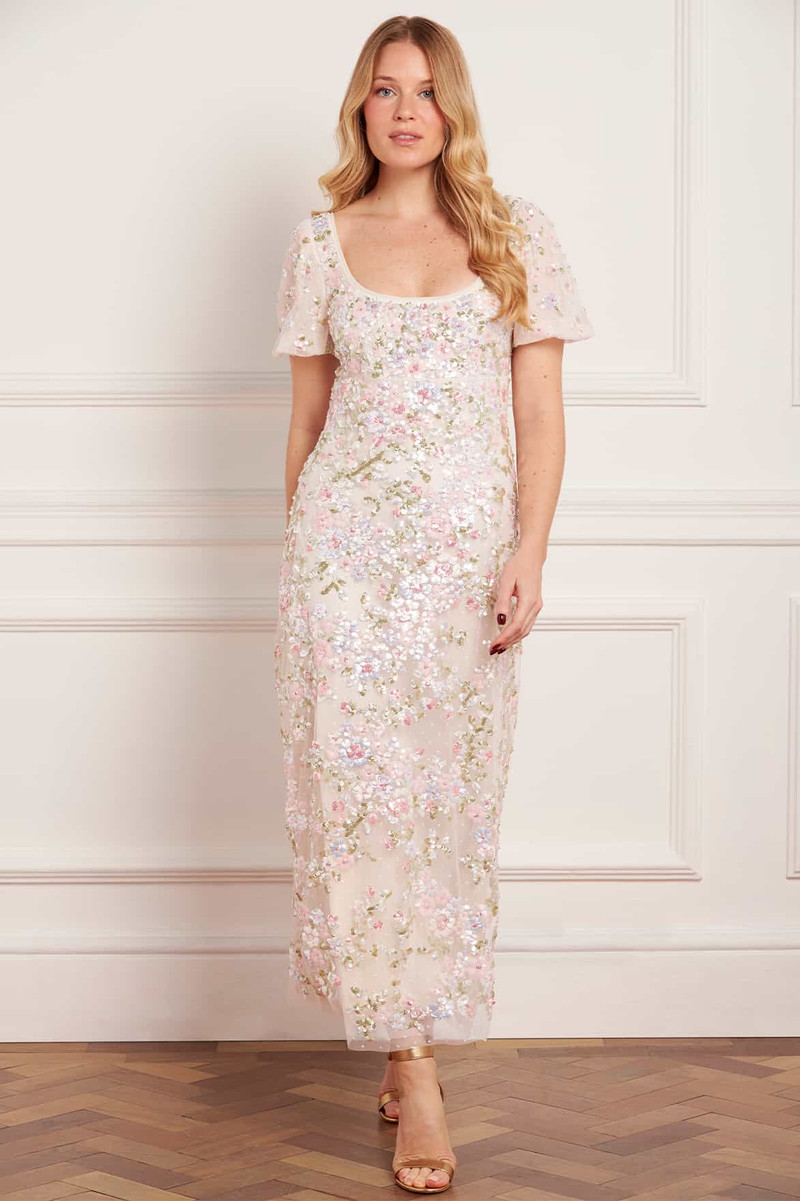 Needle & Thread Dream Garland Puff Sleeve Ankle Gown outlook