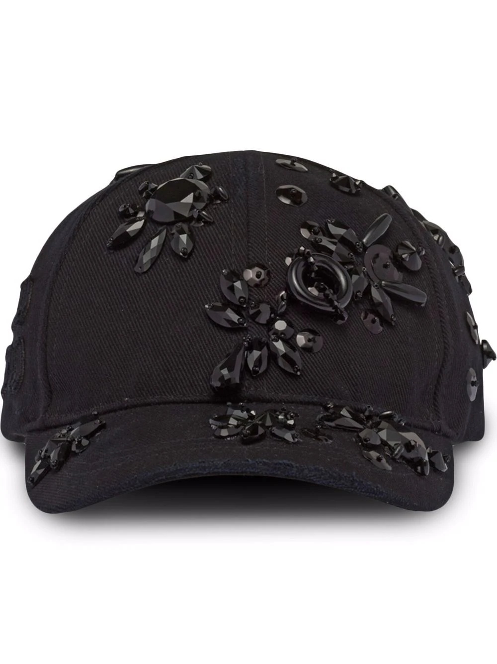 Drill floral-bead embellished cap - 1