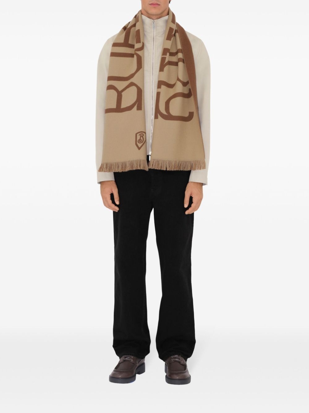 logo wool scarf - 5