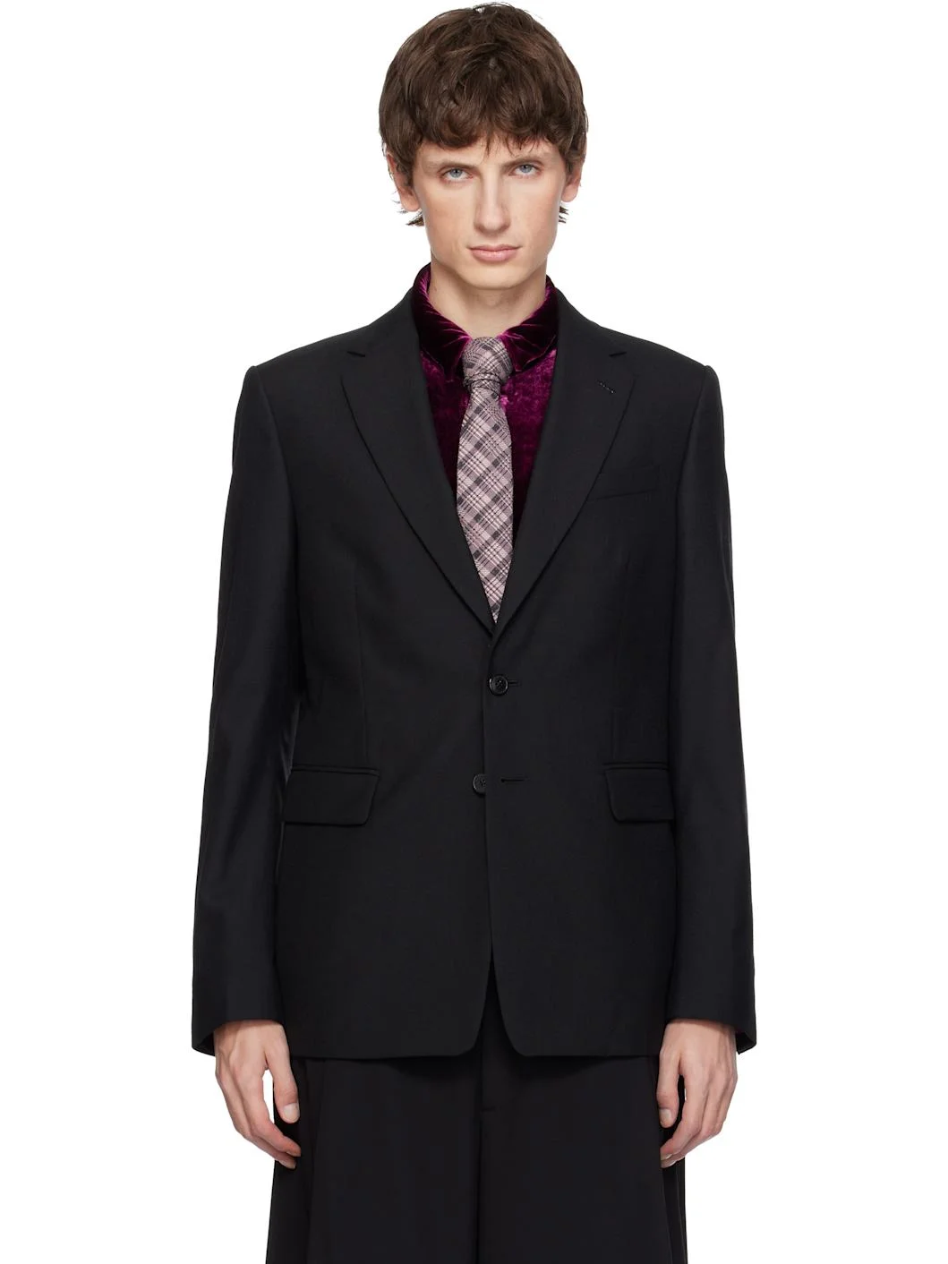 Black Slim Fit Wool Blazer - 1