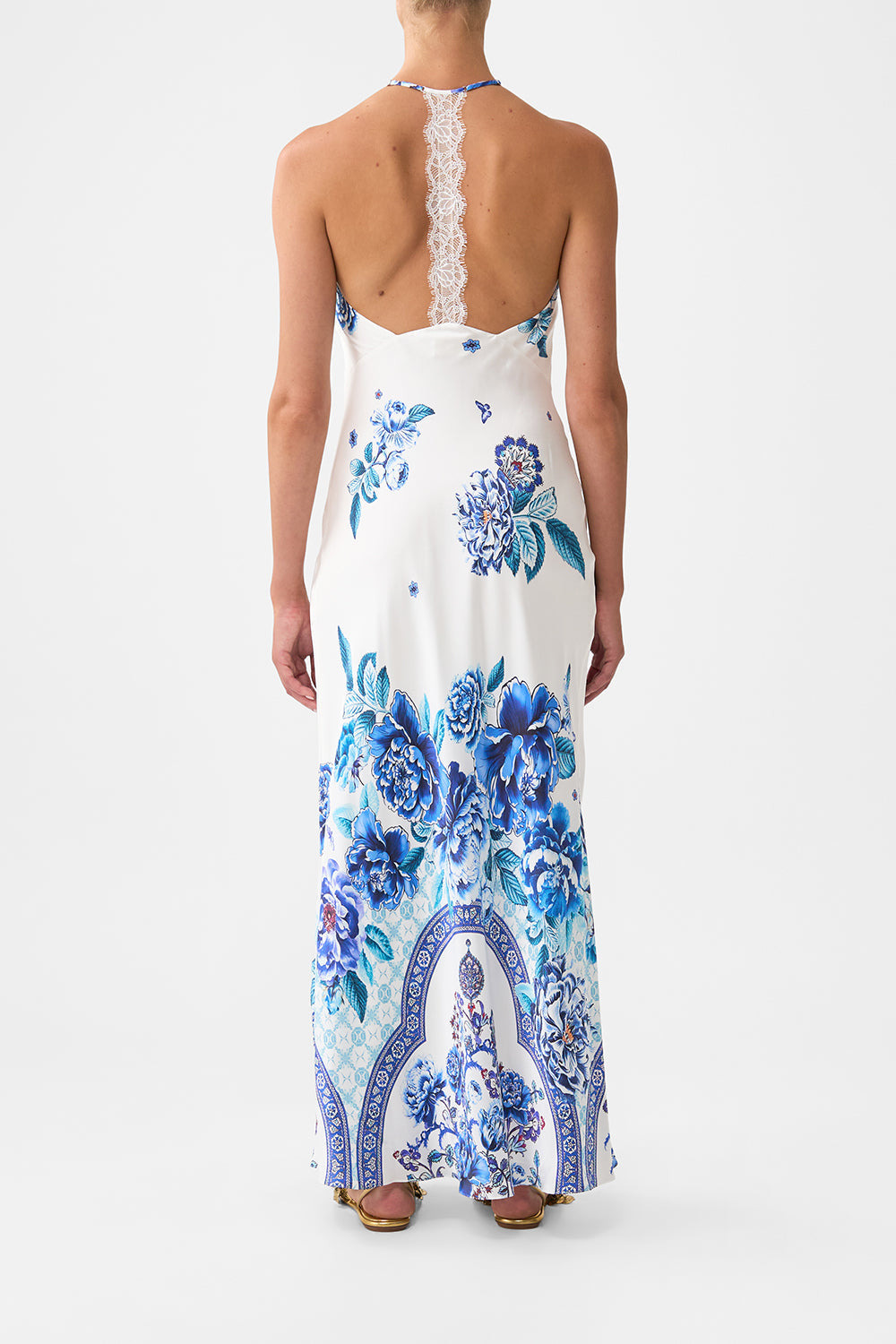 HALTER SLIP DRESS WITH LACE STRAP - 3