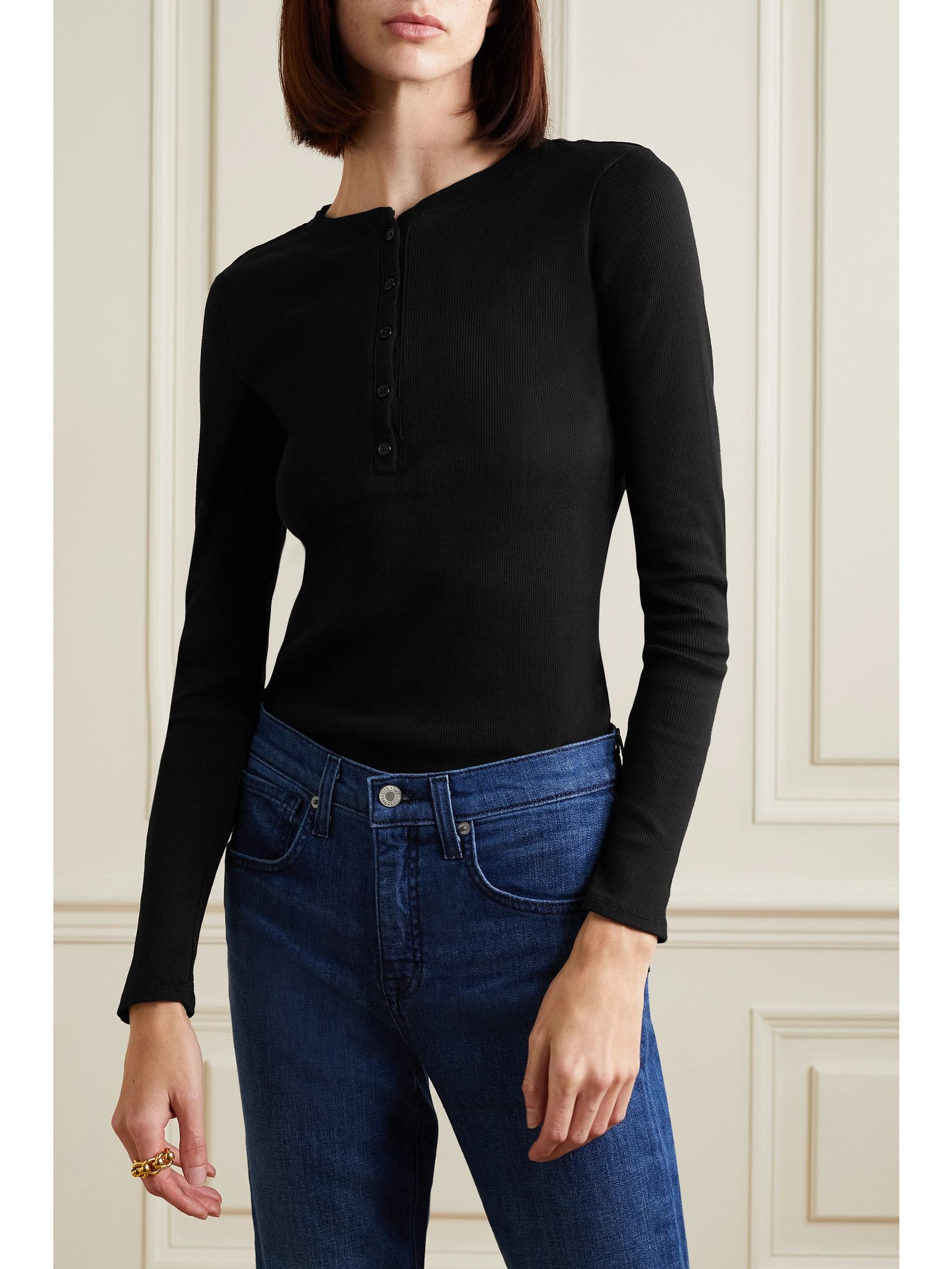 Jordan ribbed cotton-jersey top Black - 3