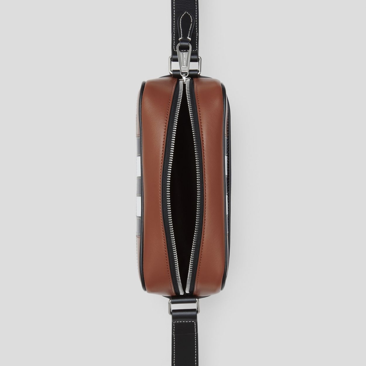 Check Intarsia Leather Crossbody Bag - 6