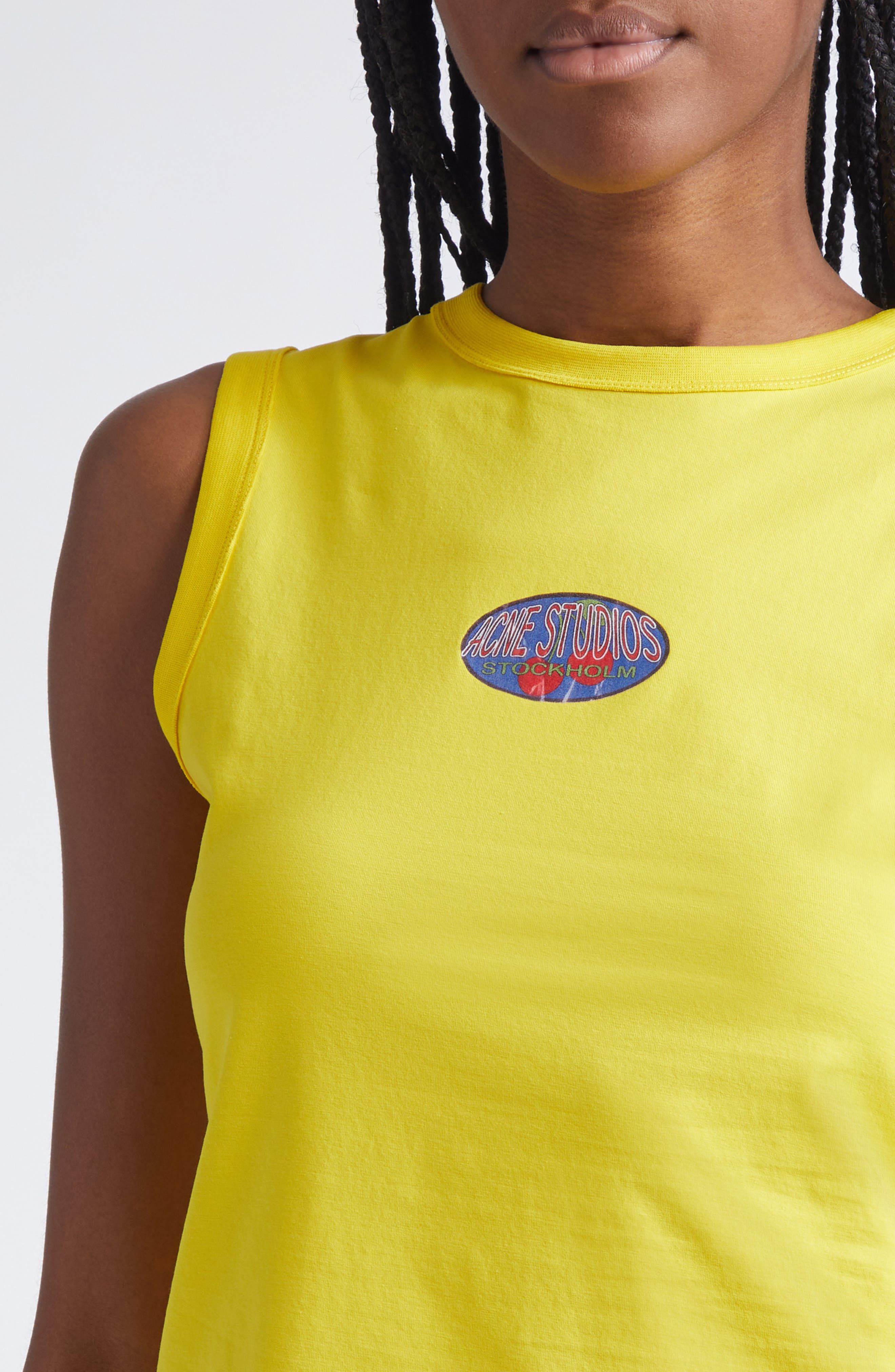 Acne Studios Etch Market Stretch Cotton Tank in Bright Yellow at Nordstrom - 5