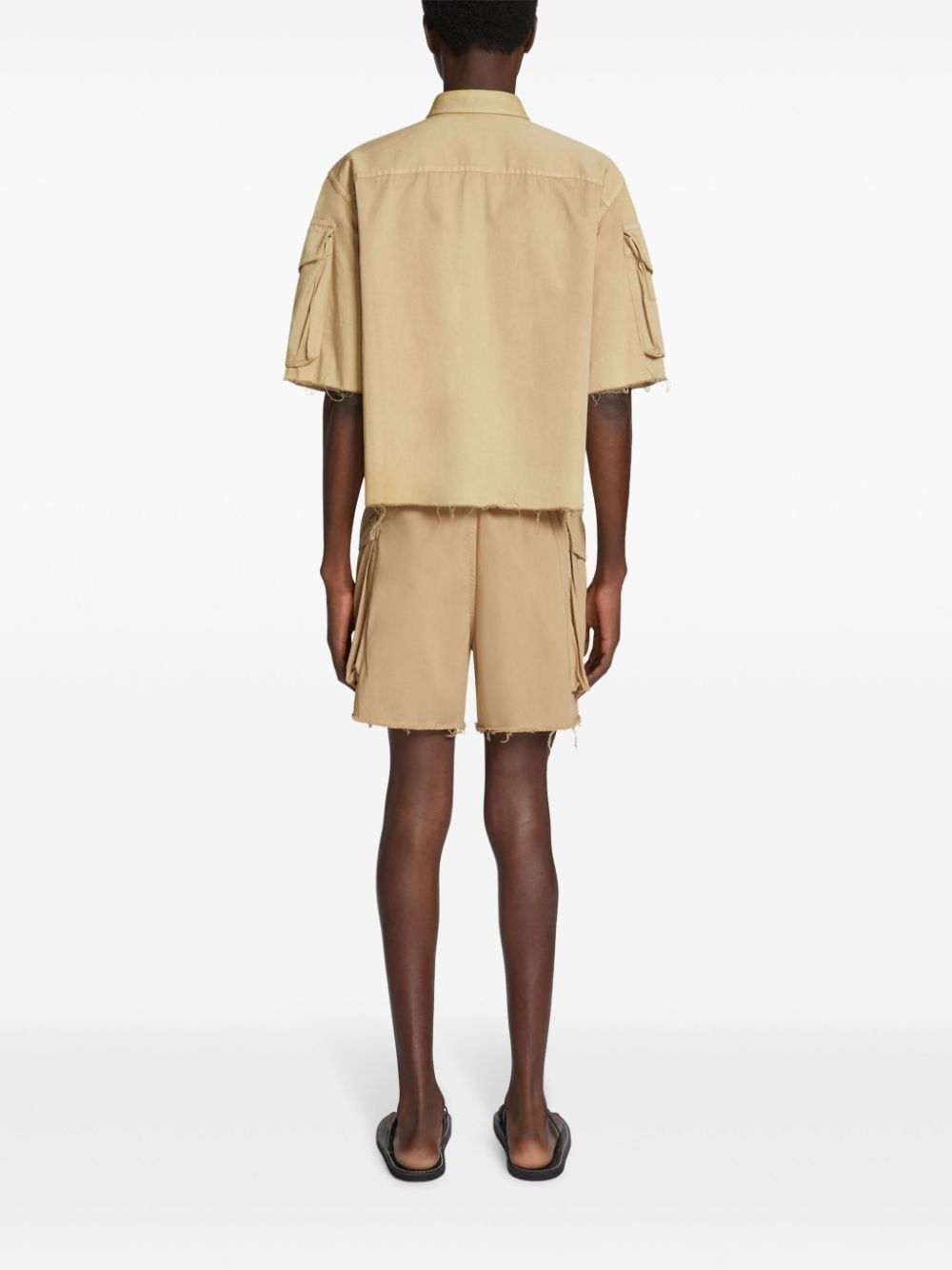 Cropped leather cargo shorts - 4