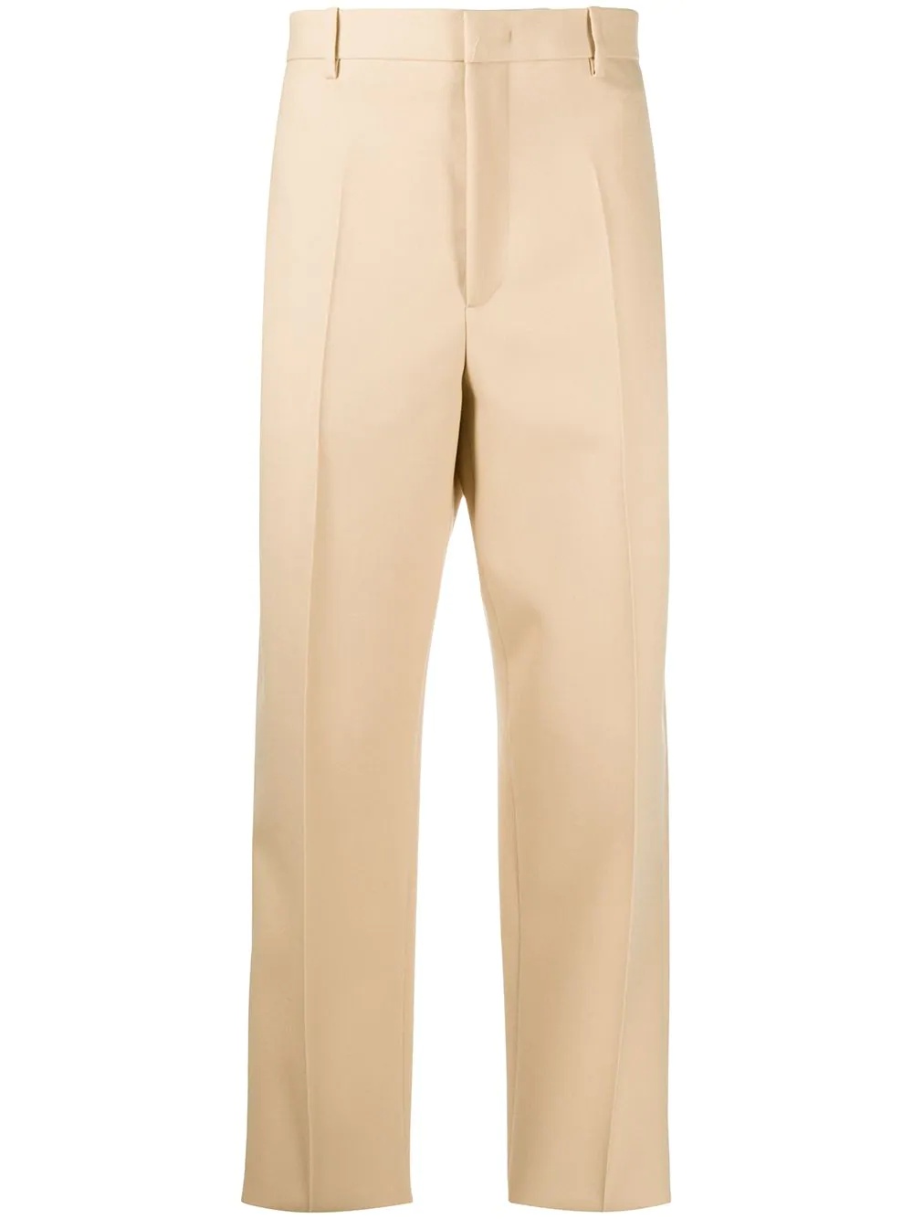 flat front wool trousers - 1