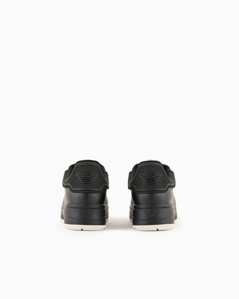 EMPORIO ARMANI Leather sneakers with rubber back knurled sole outlook