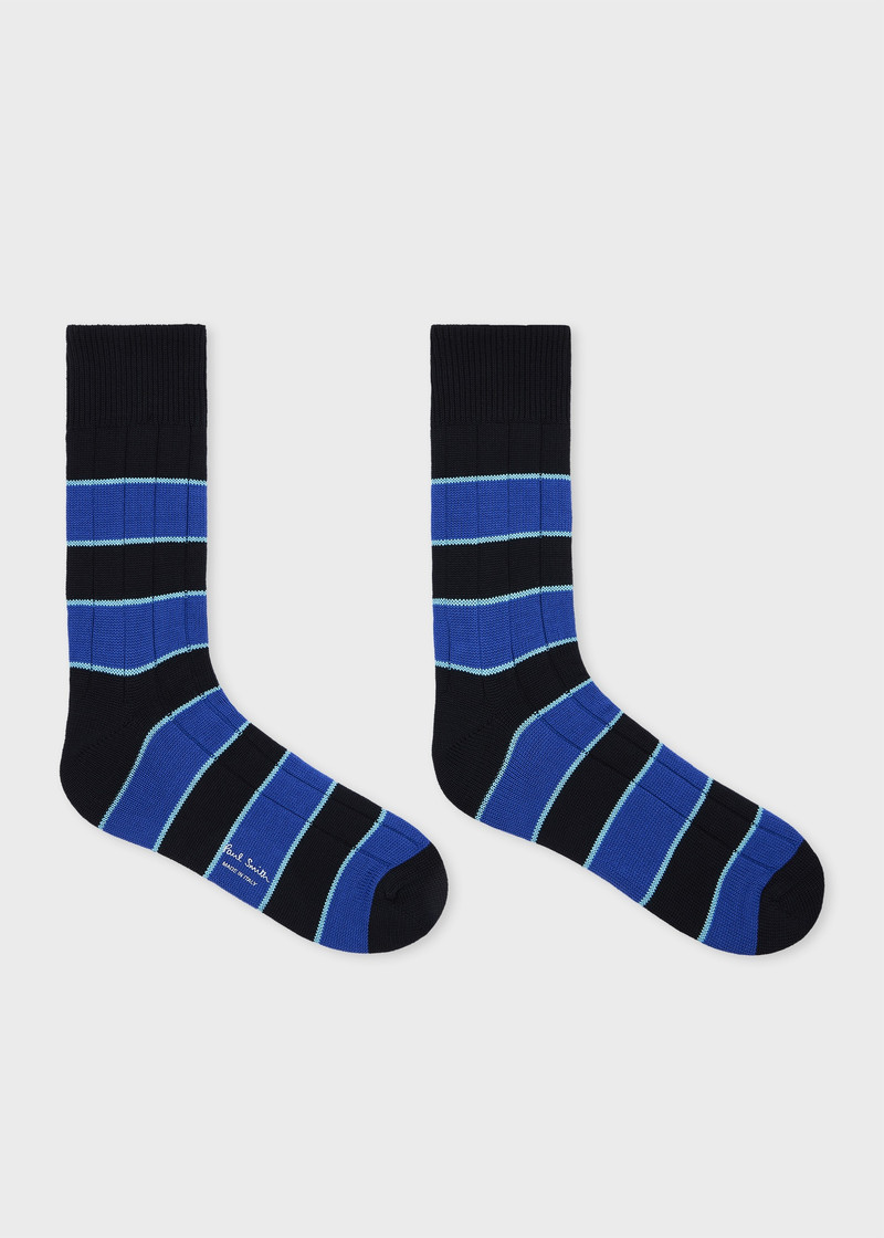 Paul Smith Blue and Navy Cotton-Blend Rib Socks outlook