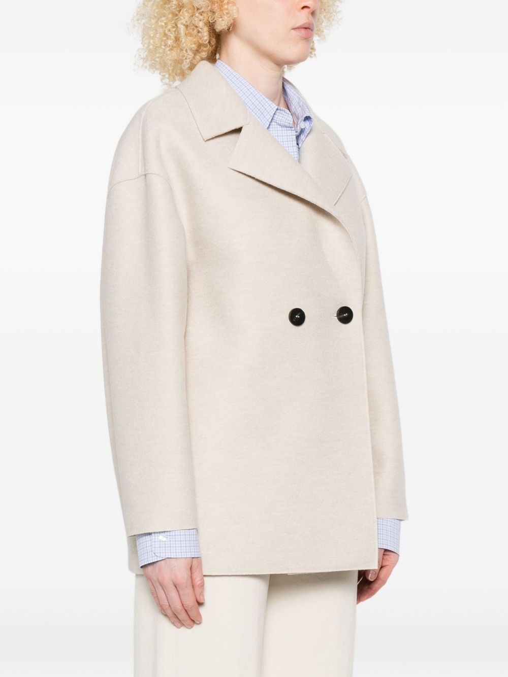 double-breasted wool coat - 3