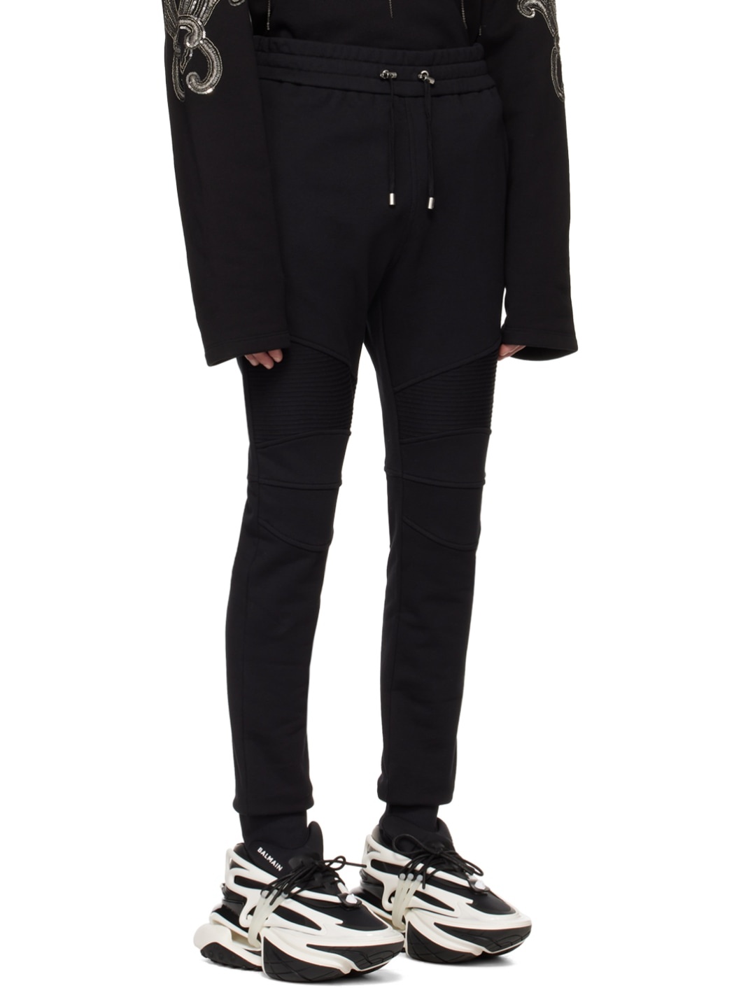 Black Flocked Sweatpants - 2