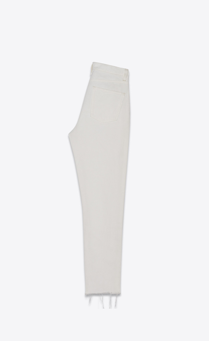 SAINT LAURENT raw-edge carrot-fit jeans in vintage white denim outlook