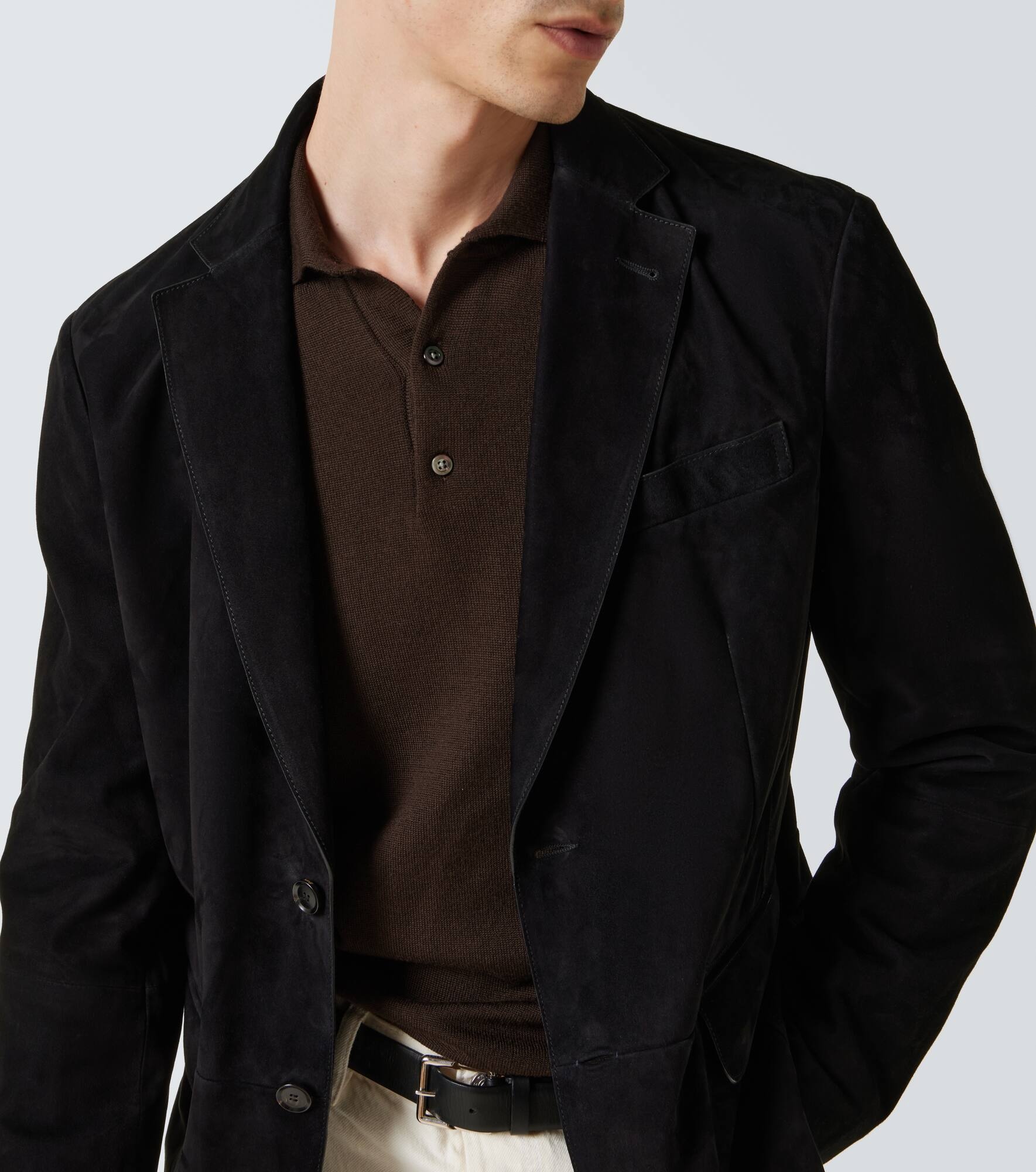 Monti single-breasted suede blazer - 5