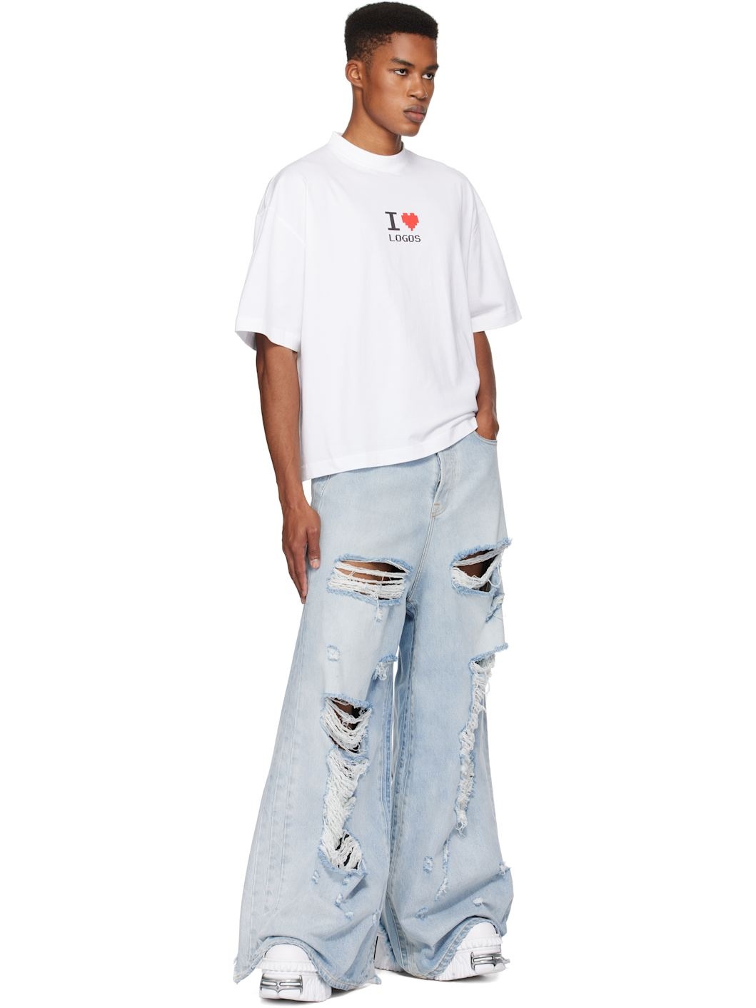 White 'I Love Logos' Cropped Boxy T-shirt - 4