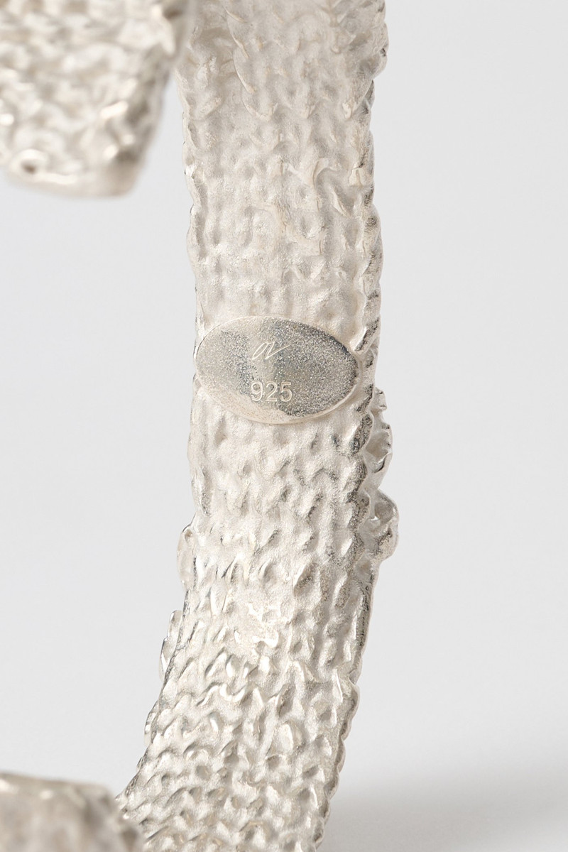 Casted Knit Bangle Frosted White Sterling Silver 3