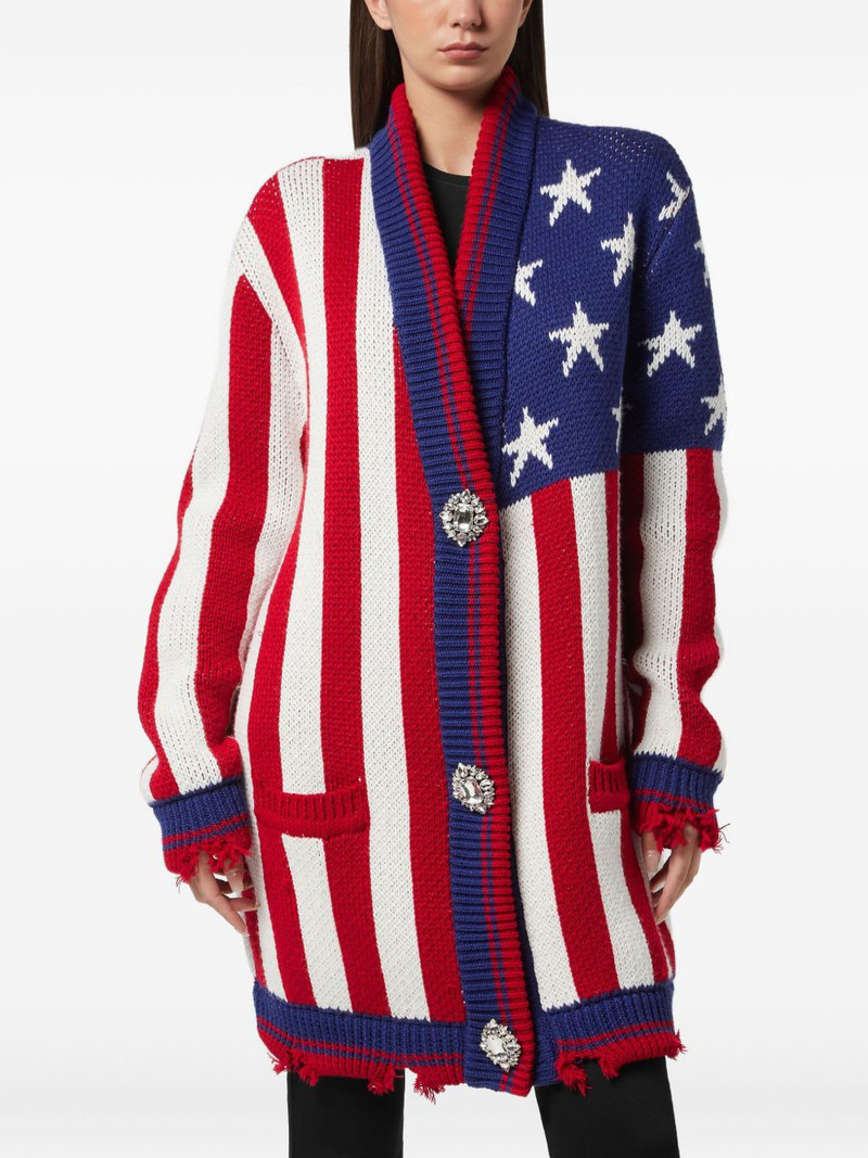 PHILIPP PLEIN flag-intarsia cardigan outlook