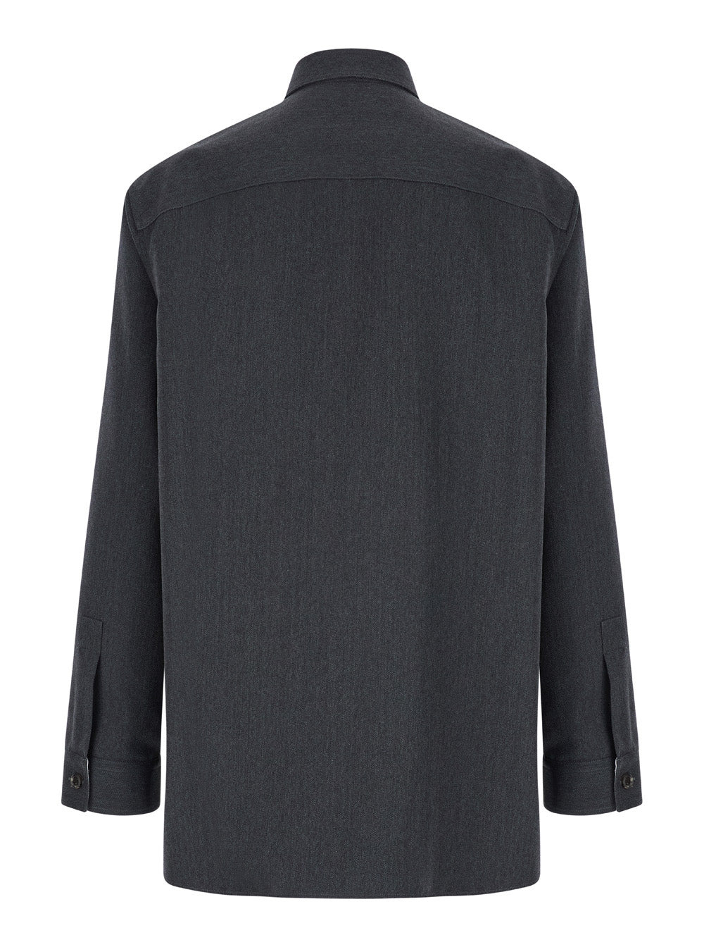 Gucci Men Grey Shirt With Pointed Collar In Wool Man - 2