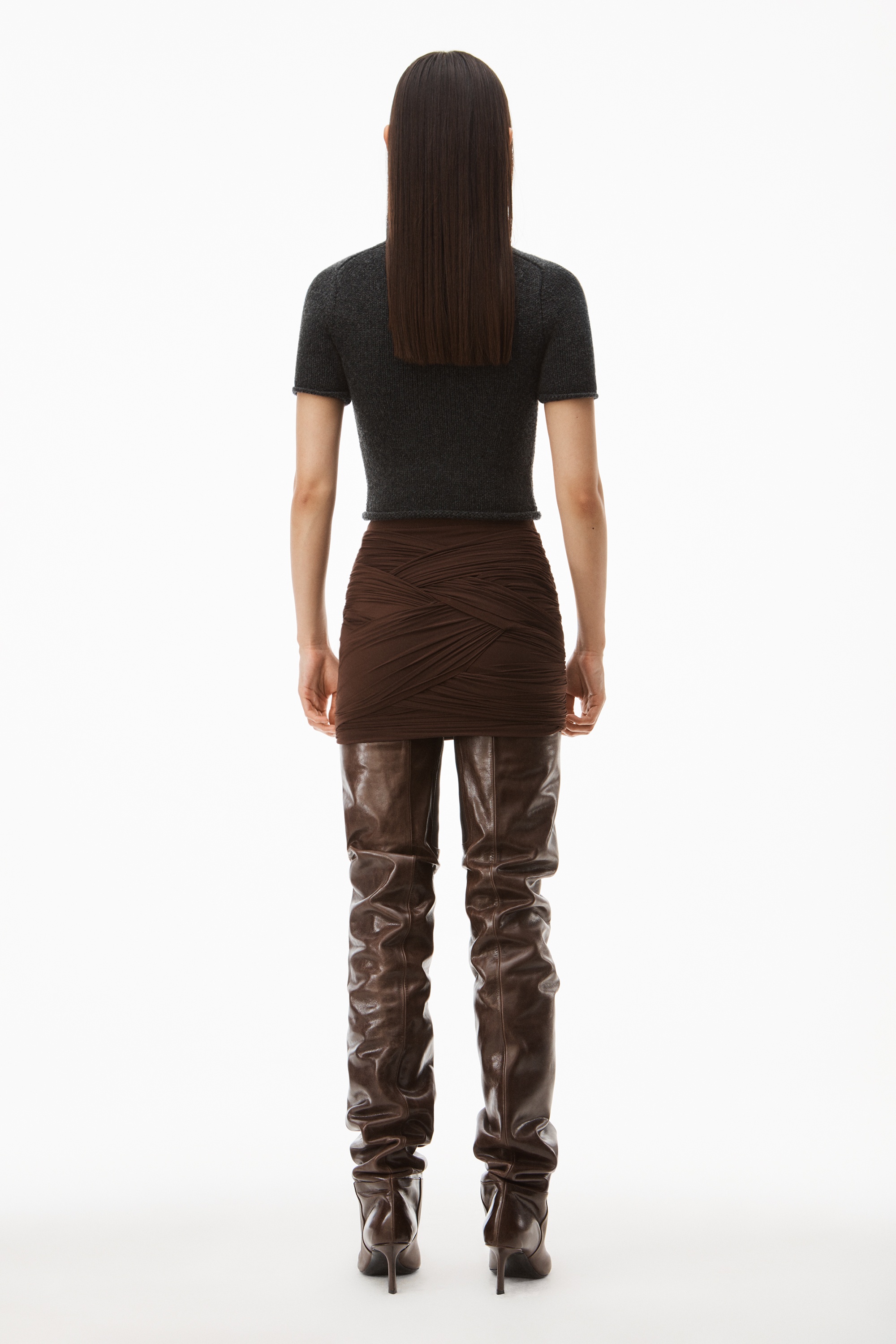 RUCHED MINI SKIRT IN HOSIERY JERSEY - 4