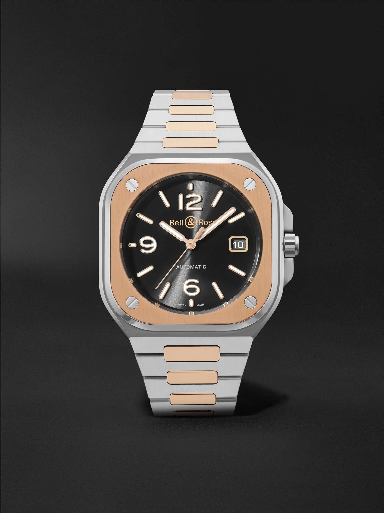 BR 05 Black Steel and Gold Automatic 40mm 18-Karat Rose Gold and Steel Watch, Ref. No. BR05A-BL-STPG - 1