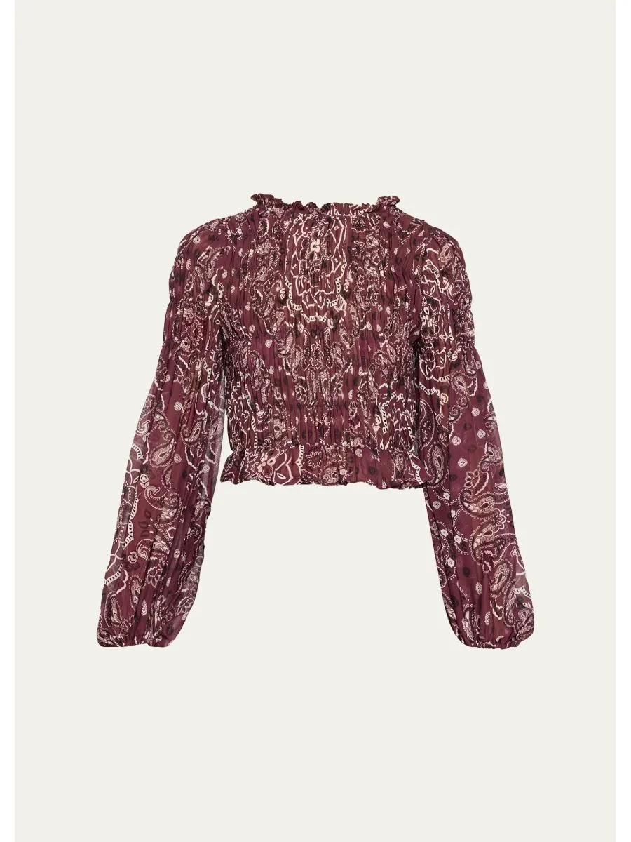 Weston Smocked Paisley Blouse - 1