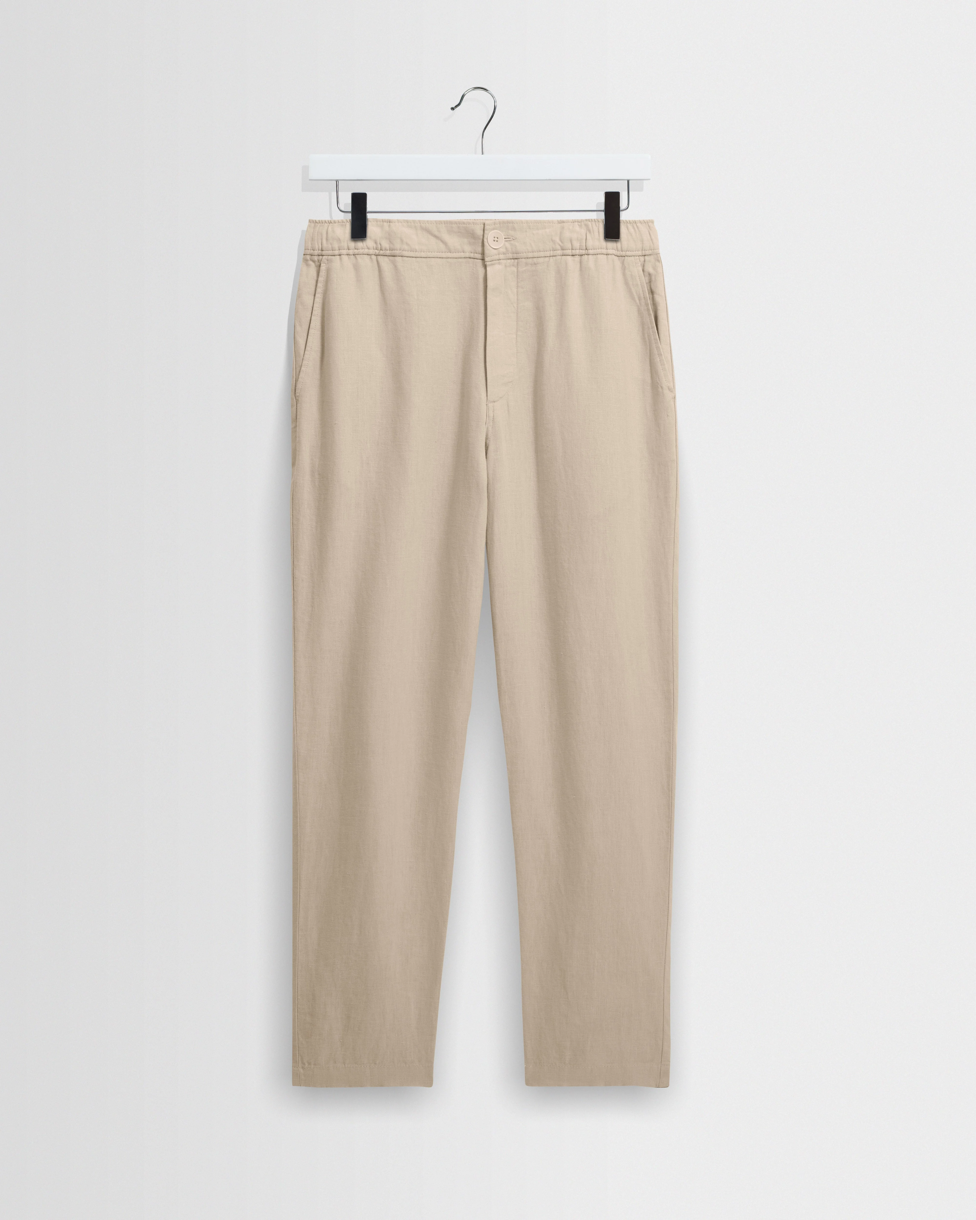 Kurt - Beige Washed Linen Relaxed Fit Trousers - 1