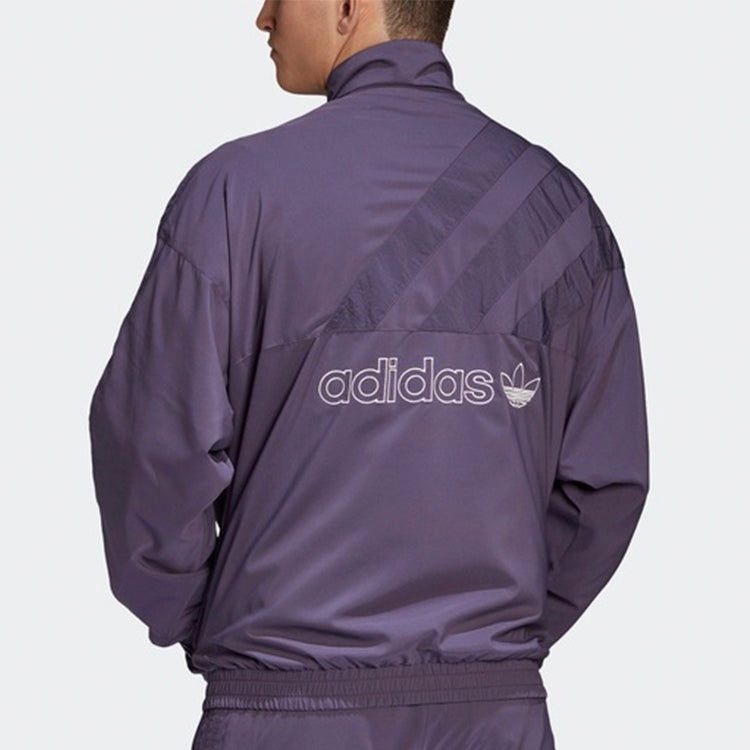 adidas originals logo Printing Stand Collar Sports Jacket Purple GL6157 - 5