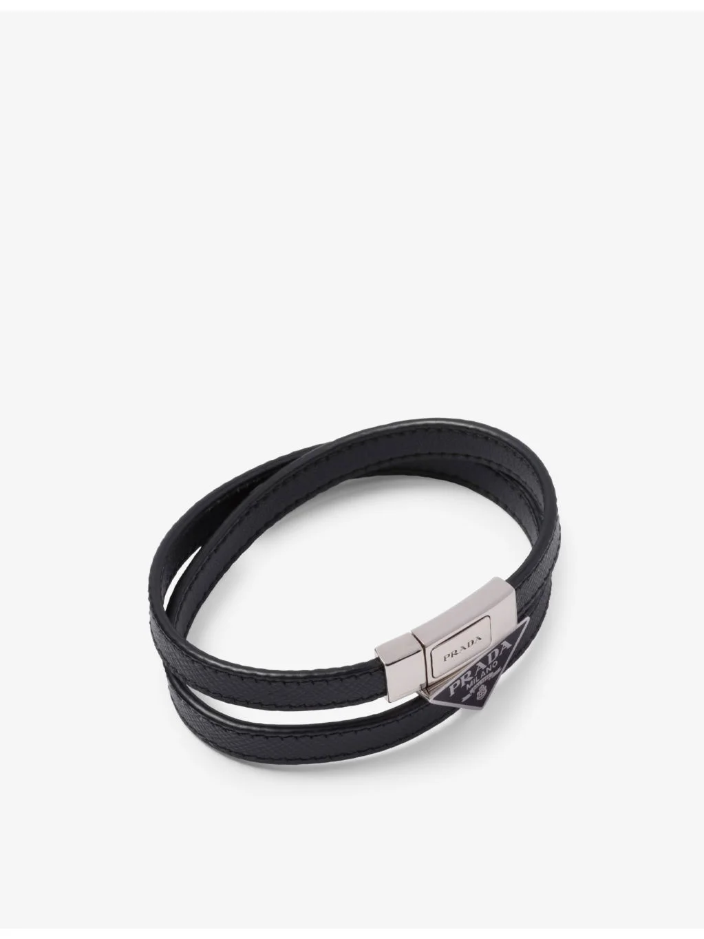 Logo-plaque Saffiano-leather bracelet - 1
