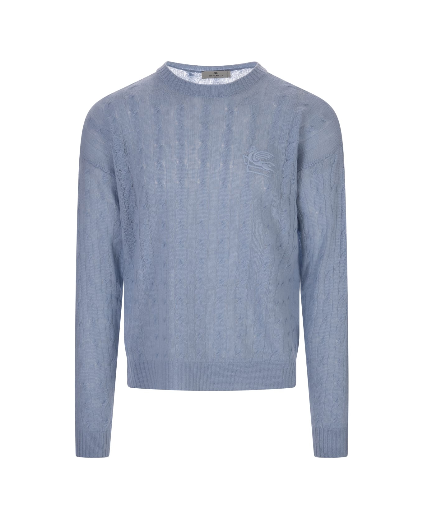 Light Blue Braided Cashmere Sweater - 1