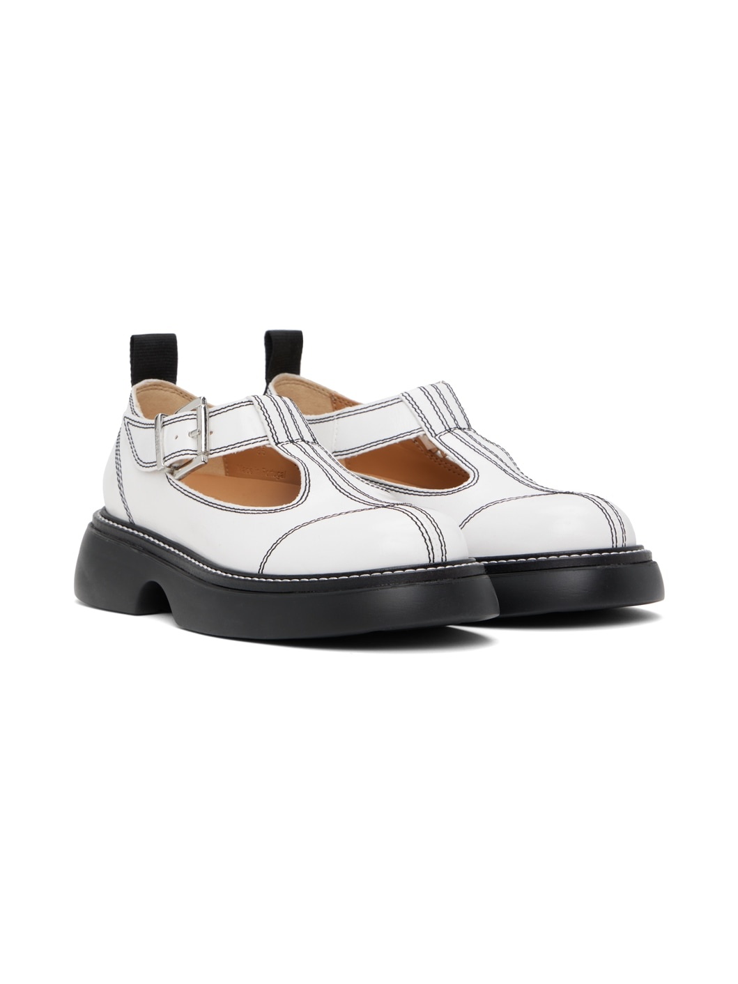 White Everyday Buckle Mary Jane Loafers - 4