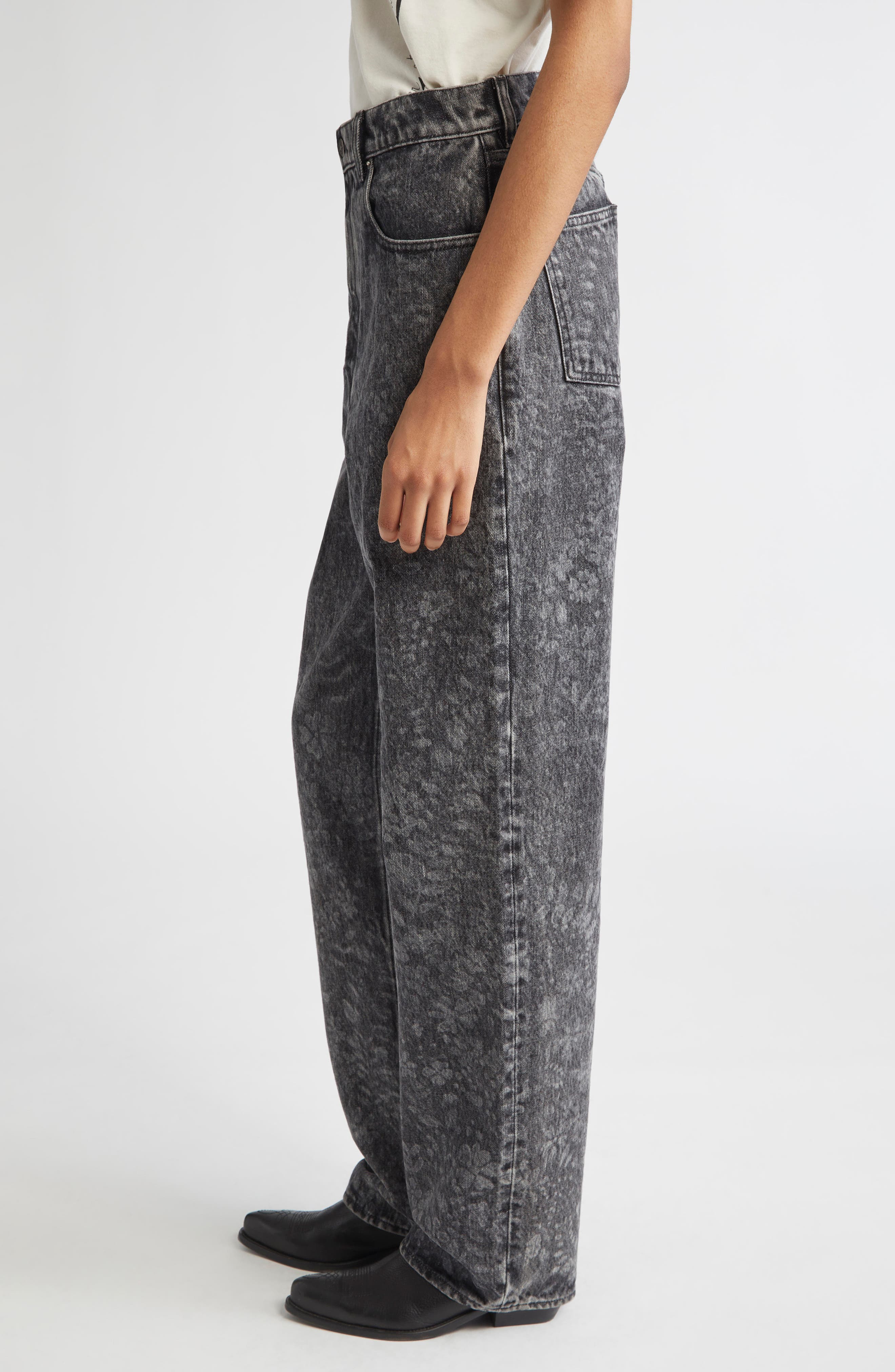 Golden Goose Journey W's Kim Straight Leg Jeans in Black Marble at Nordstrom - 4