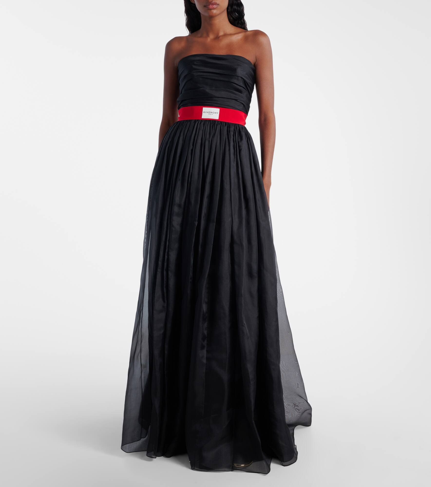Belted silk organza bustier gown - 2