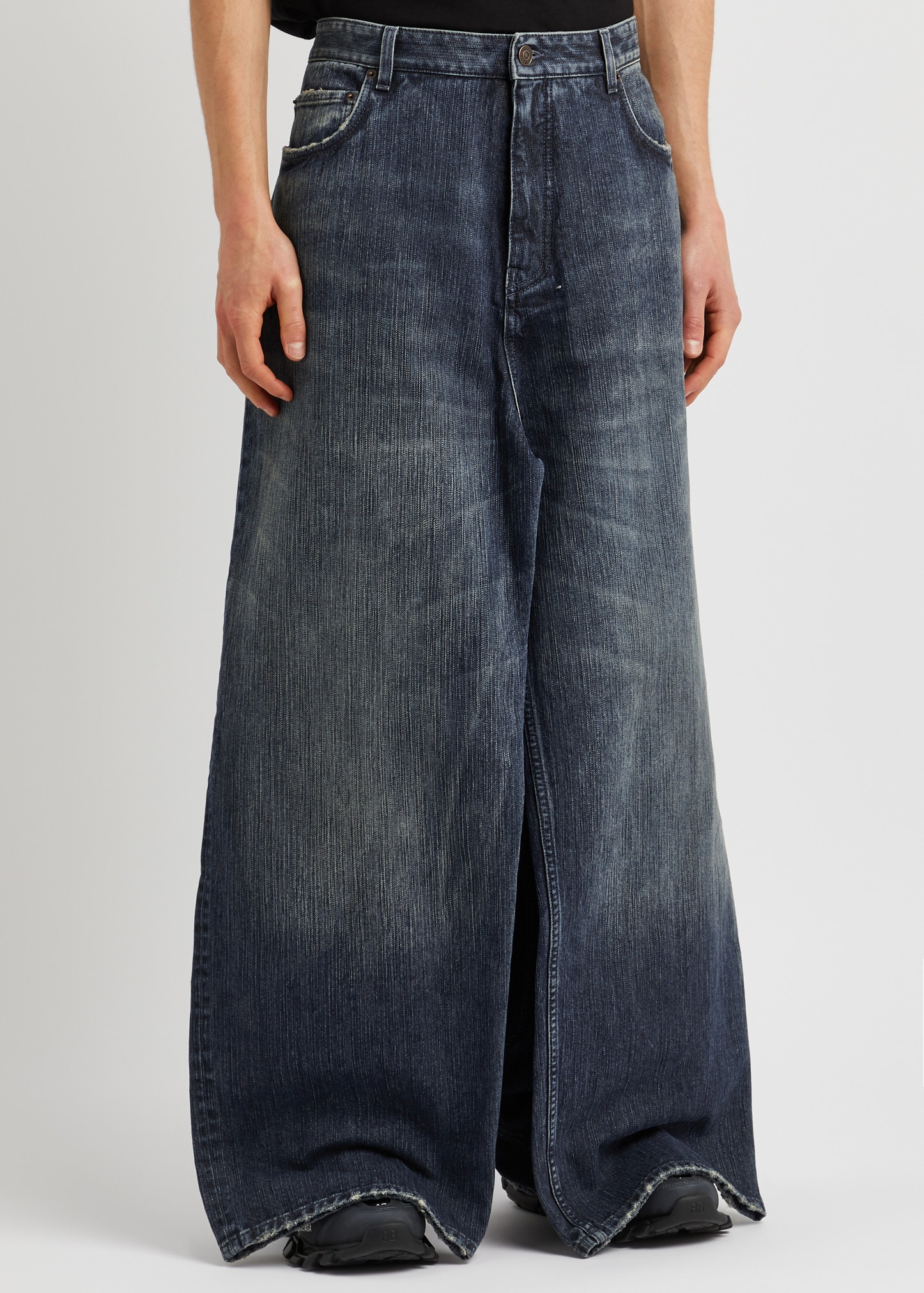 Low-waist Fitted Pants in Navy Blue