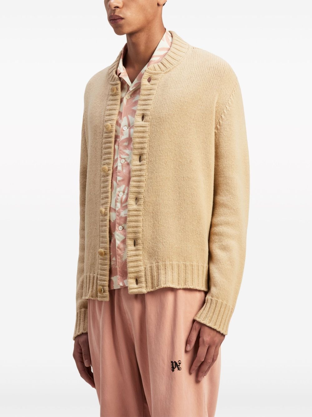 curved logo cardigan - 4