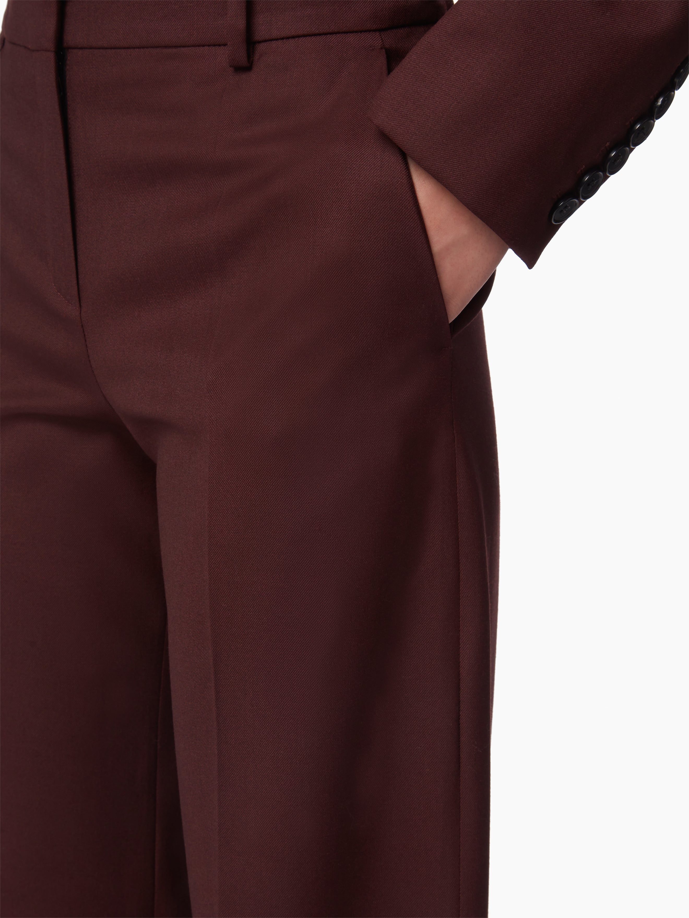 WIDE LEG WOOL GABARDINE PANTS - 3