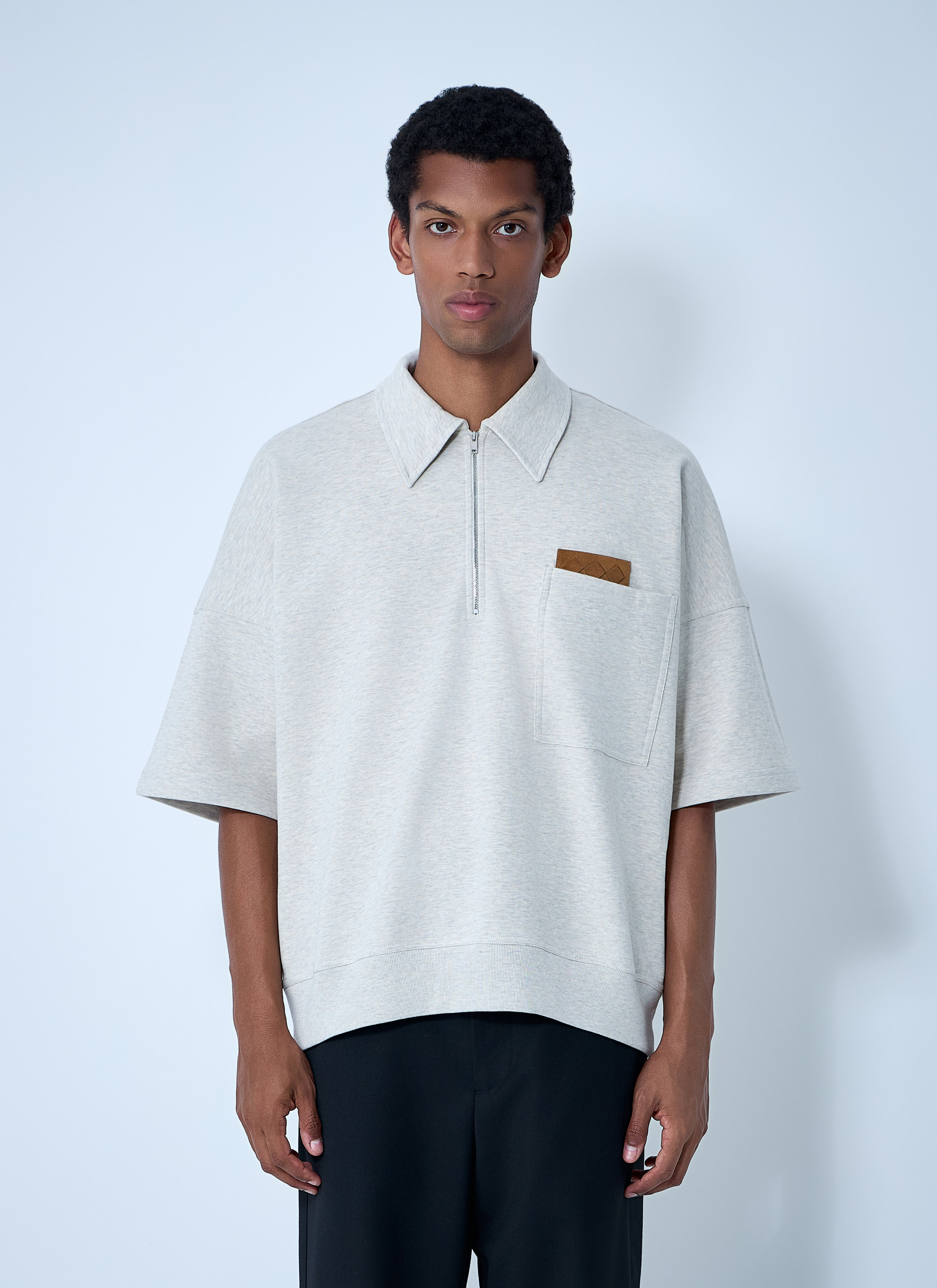 Bottega Veneta Men Double Cotton Melange Polo - 1
