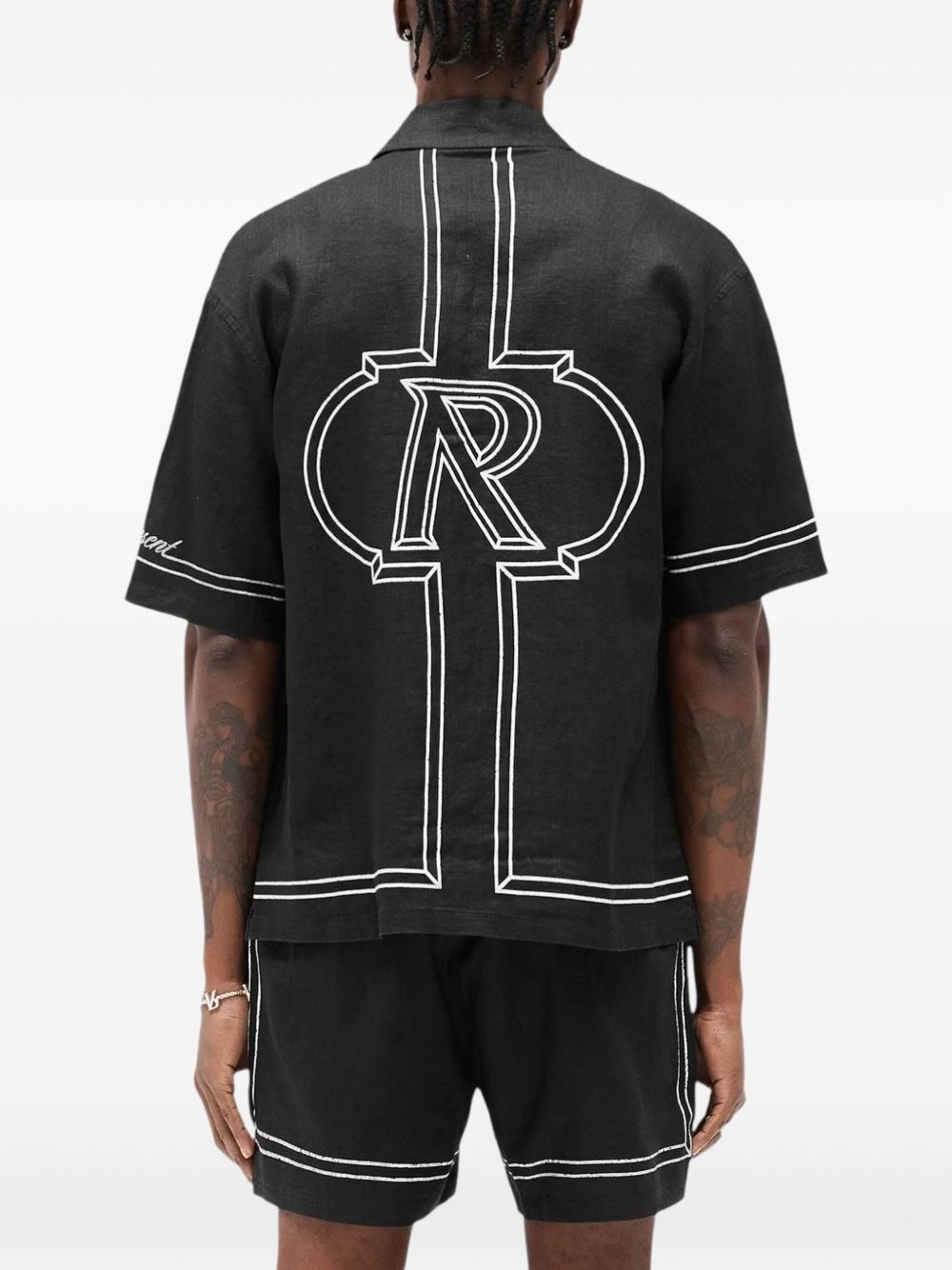 Jet embroidered-border shirt - 3
