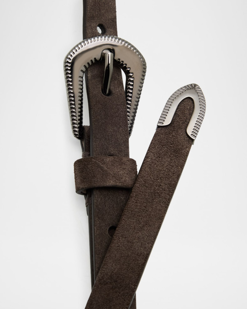 Brunello Cucinelli Suede Carved Leather Belt outlook