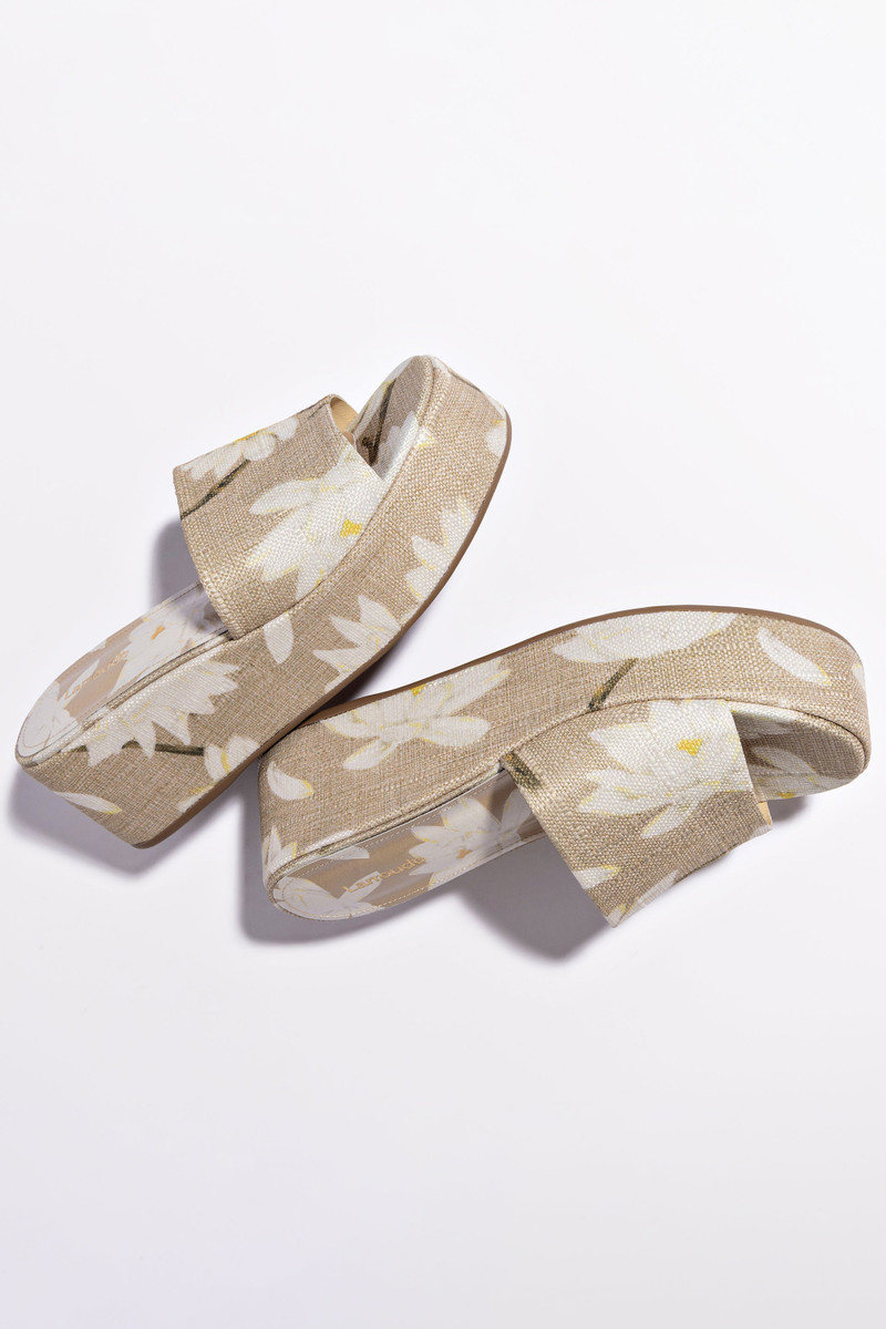 Alex Flatform Mule In Beige Printed Raffia 6