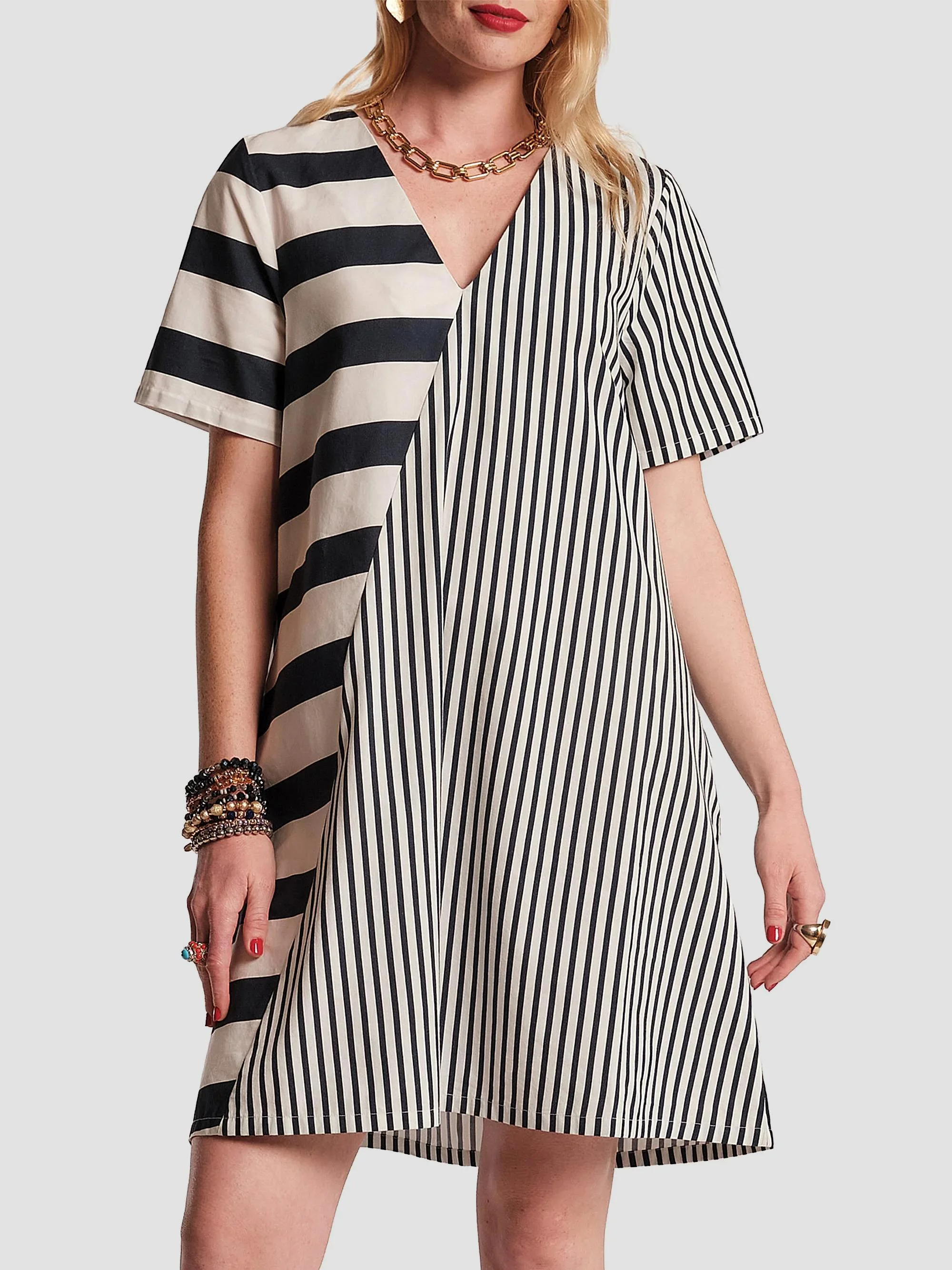 Women's Schooner Splice Striped Minidress - Navy Oyster - 1