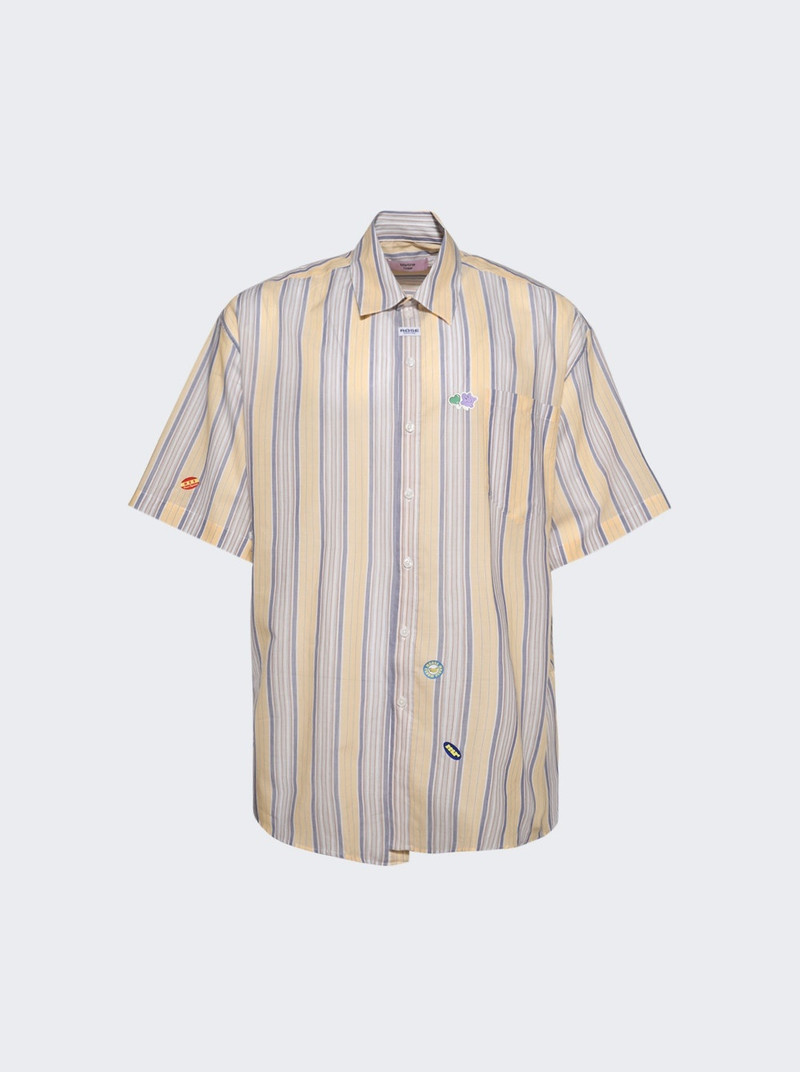 Short Sleeves Boxy Wrap Shirt Yellow And Blue - 1