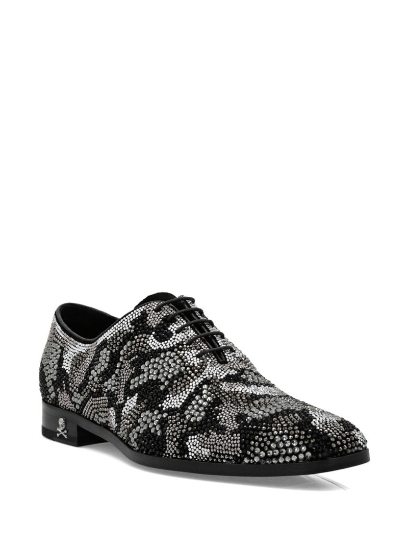 PHILIPP PLEIN crystal-embellished leather Oxford shoes outlook