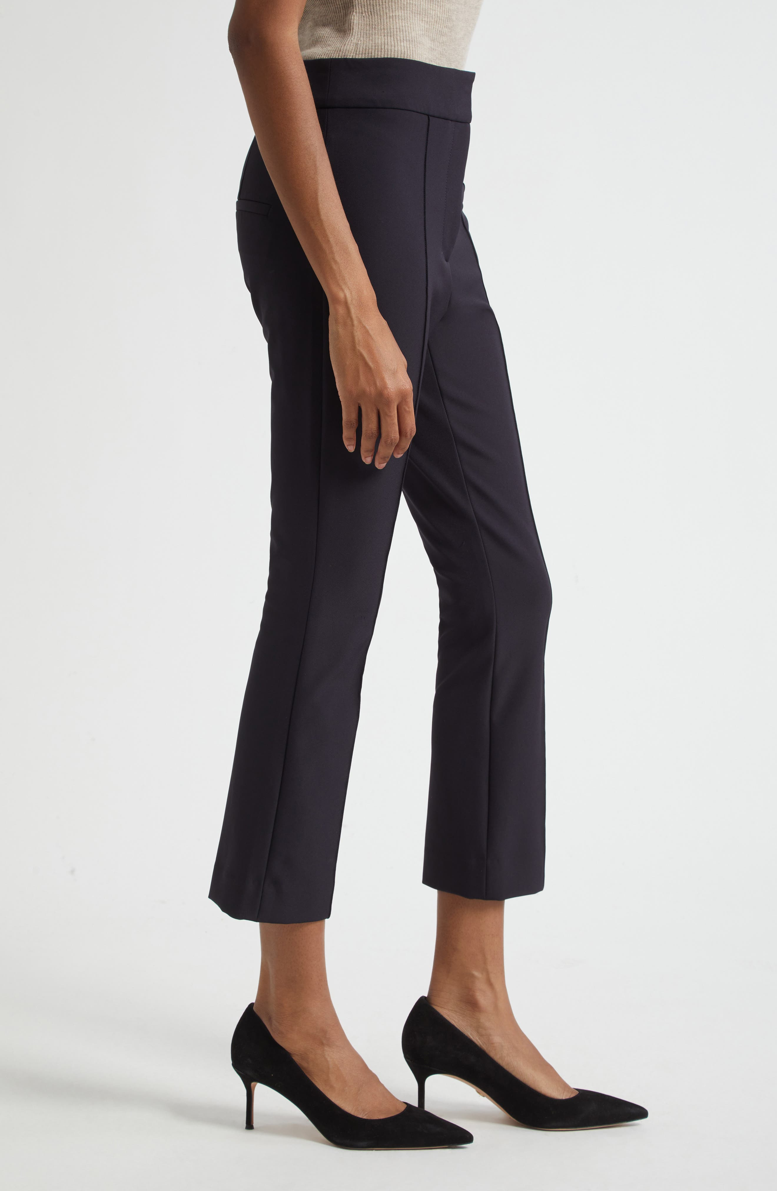 Veronica Beard Dell Pintuck Pleat Crop Pants in Navy at Nordstrom - 4
