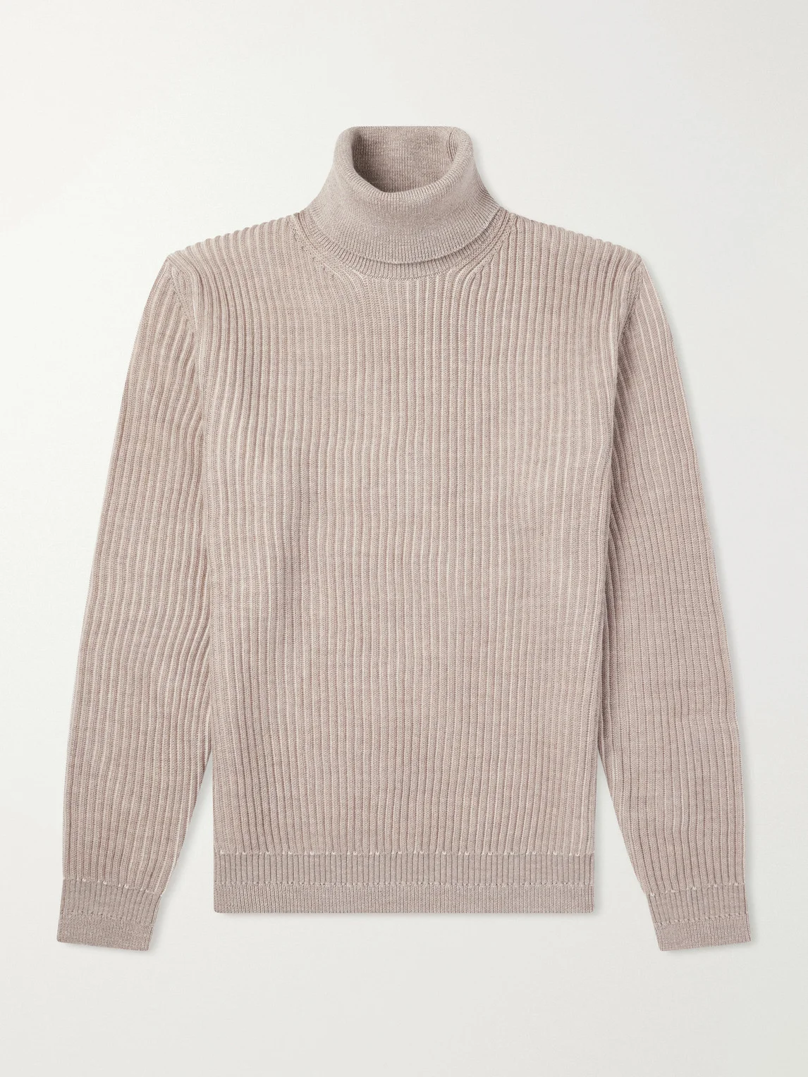 Ribbed Virgin Wool Rollneck Sweater - 1
