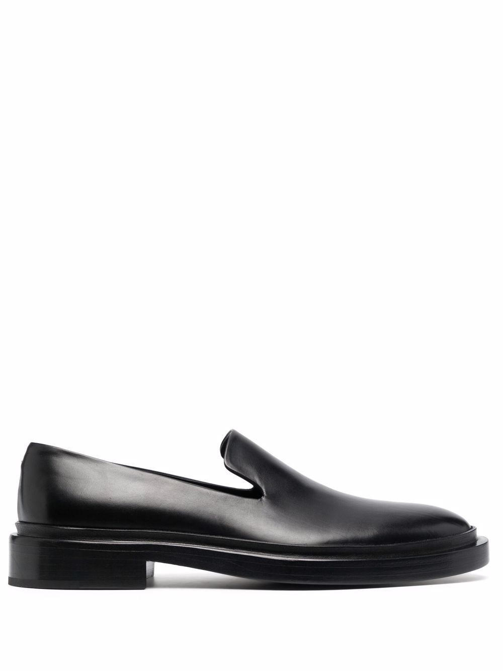 round-toe polished-finish loafers - 1