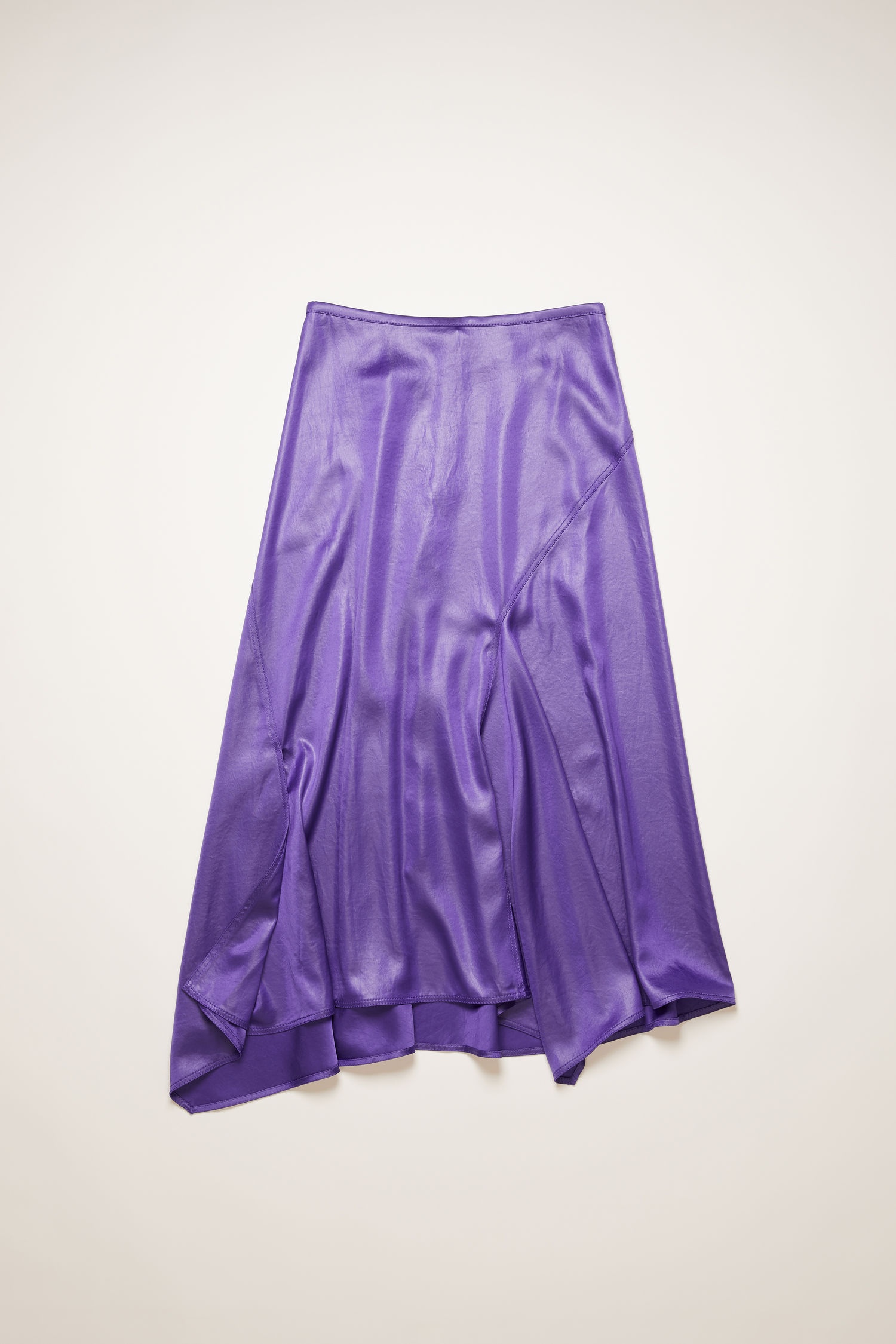 Bias-cut satin skirt electric purple - 1