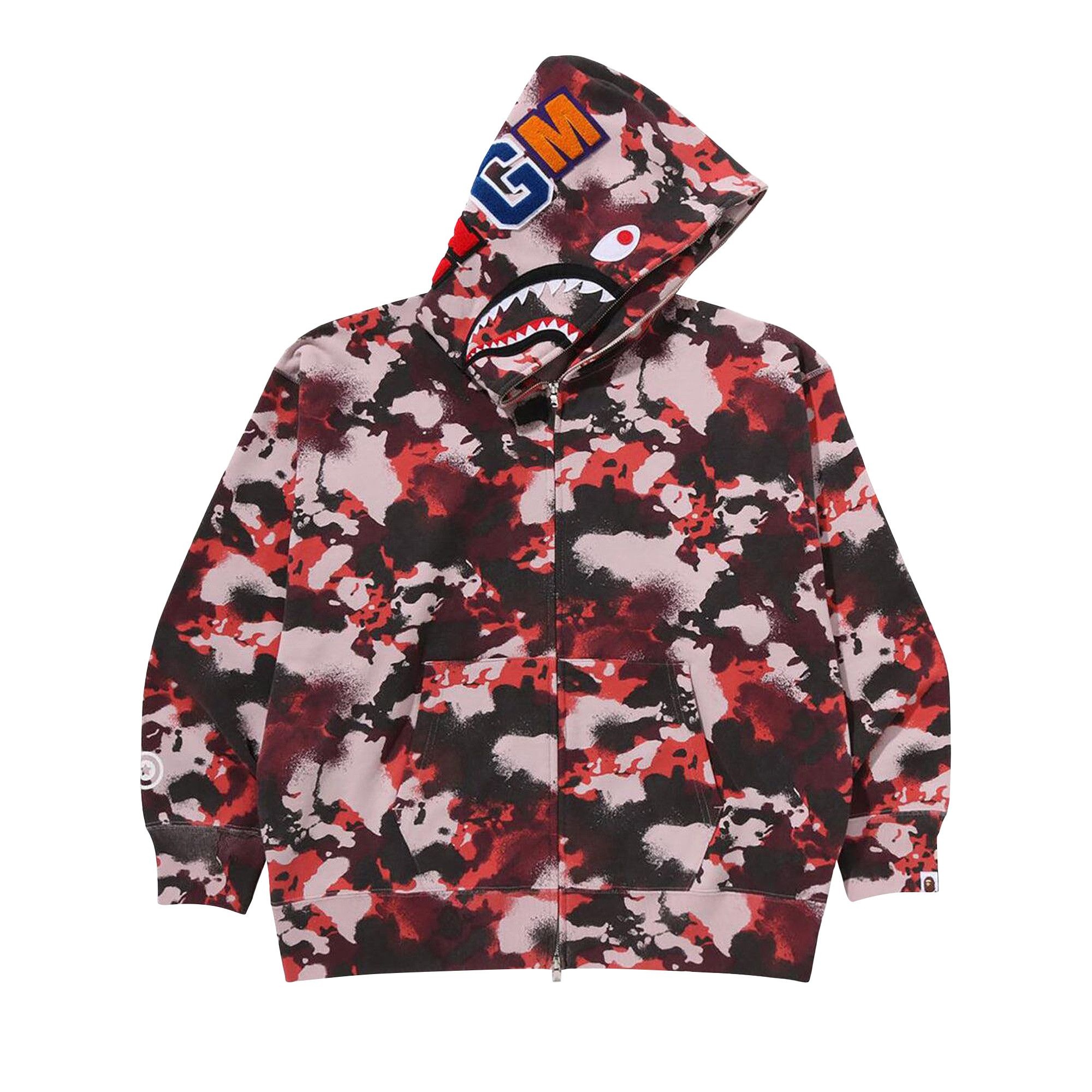 BAPE Map Camo Shark Relaxed Fit Full Zip Hoodie 'Red' - 1