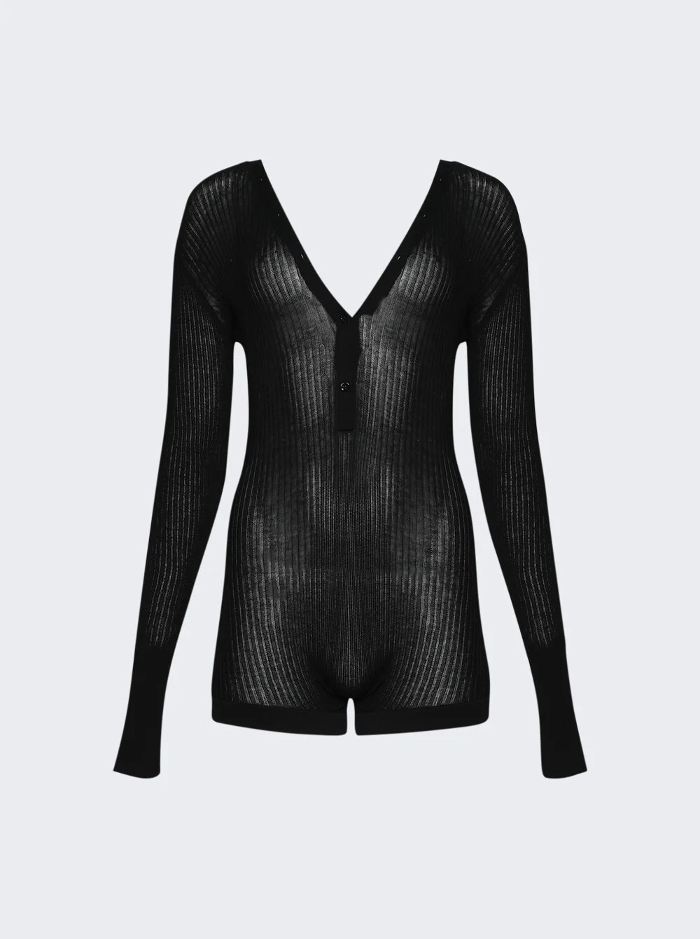 Knit Buttoned Bodyshort Black - 1