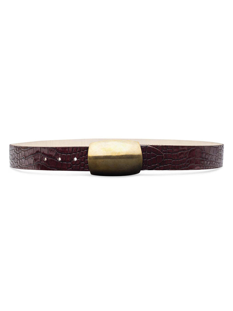Women's Milou Croc-Embossed Leather Belt - Burgundy Croc 1