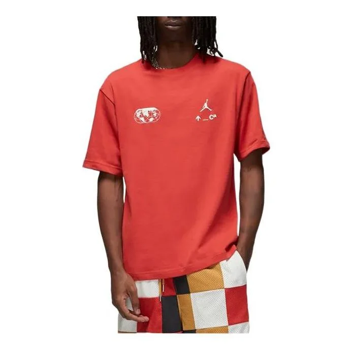 Air Jordan Round Neck Pullover Brand Pattern Alphabet Short Sleeve T-Shirt Men's Clay Red DQ7361-662 - 1