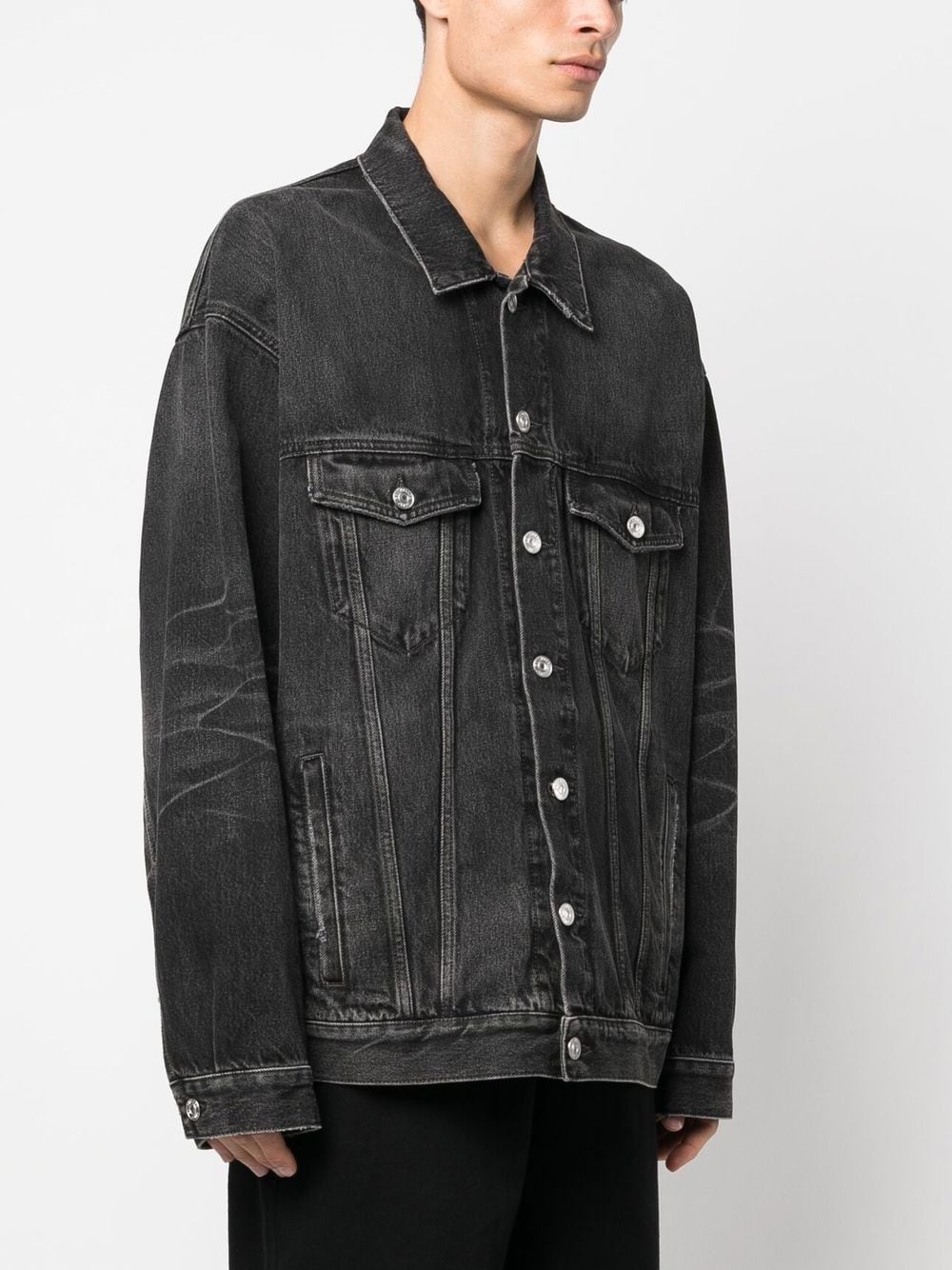 logo print denim jacket - 3